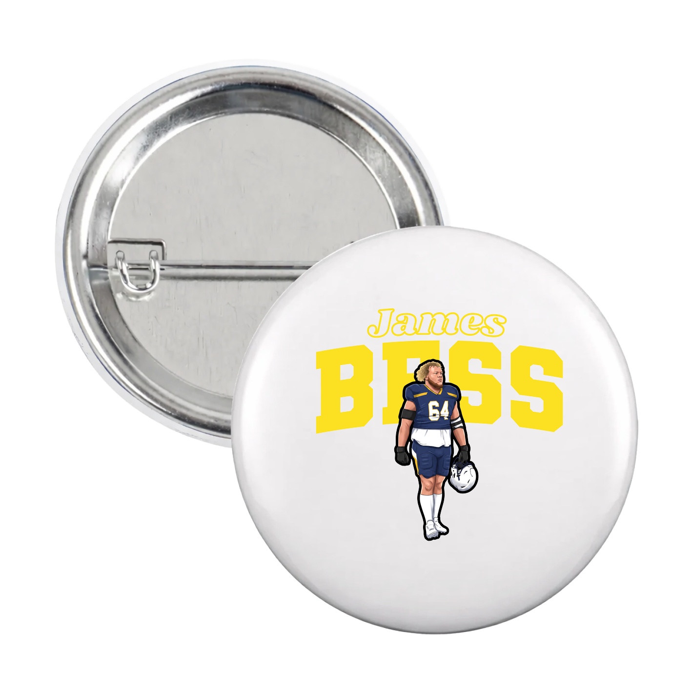 Game Day Button — Name Arch in White
