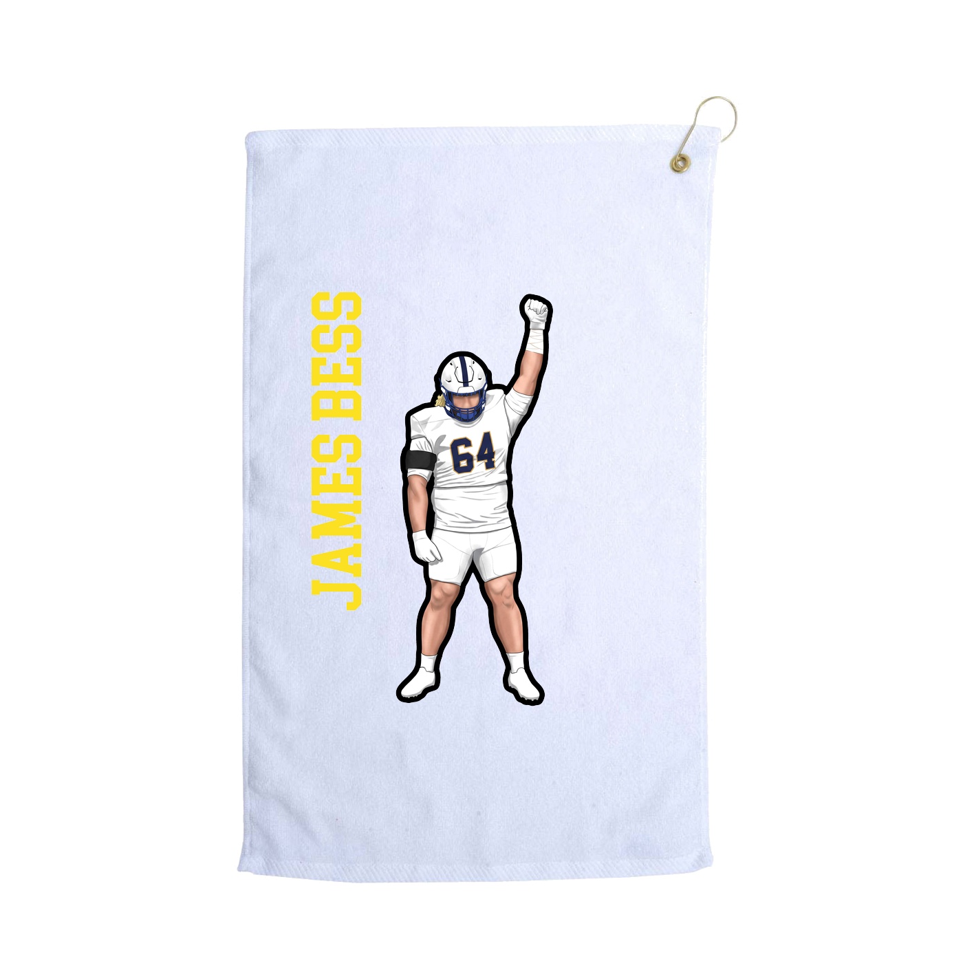 Golf Towel — Name Vertical in White