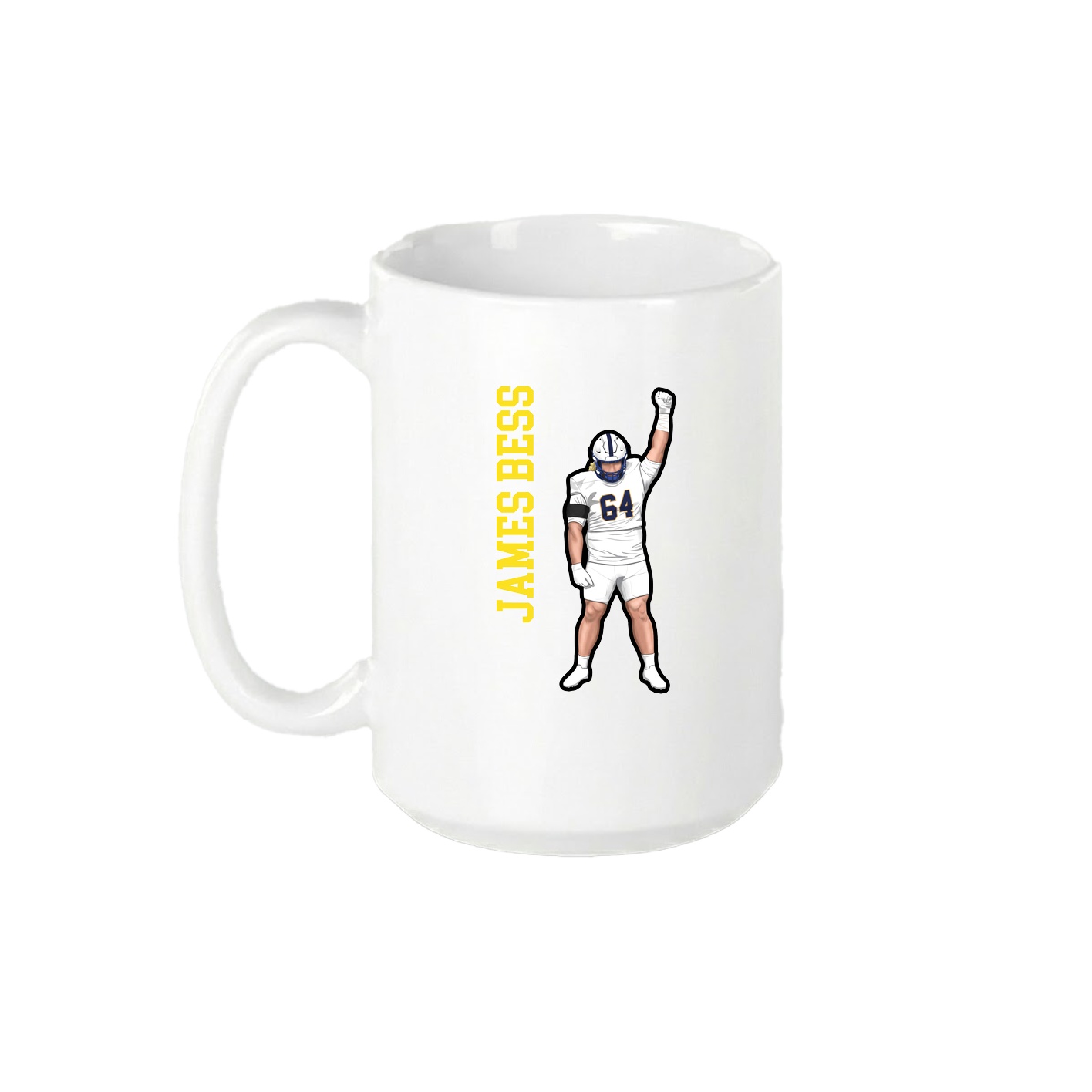 15oz Coffee Mug — Name Vertical in White