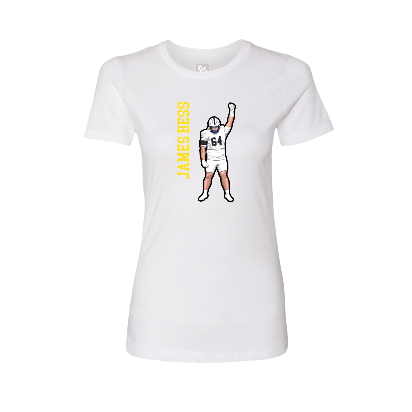 Fitted Women's Tee — Name Vertical in White
