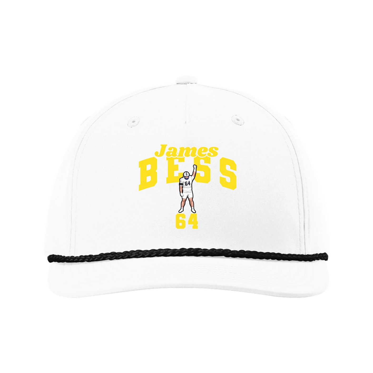 Five-Panel Classic Rope Cap — Signature Arch in White