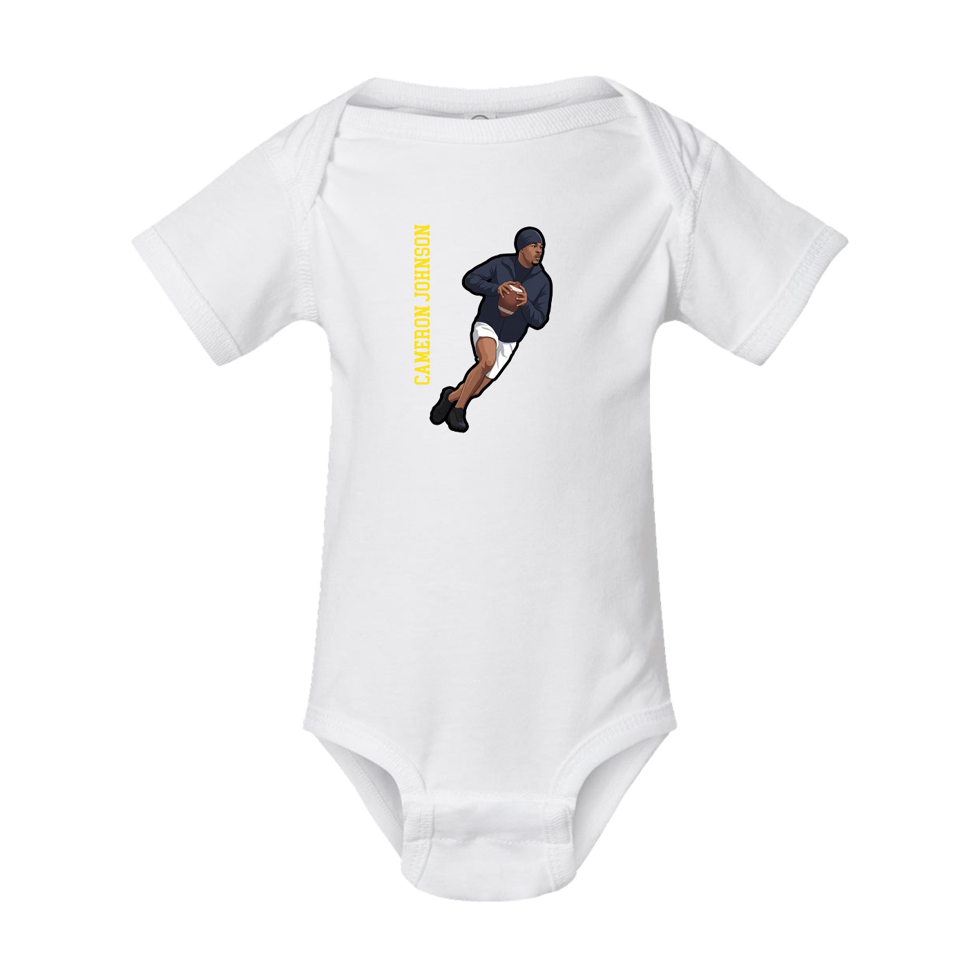 Baby Onesie — Name Vertical in White