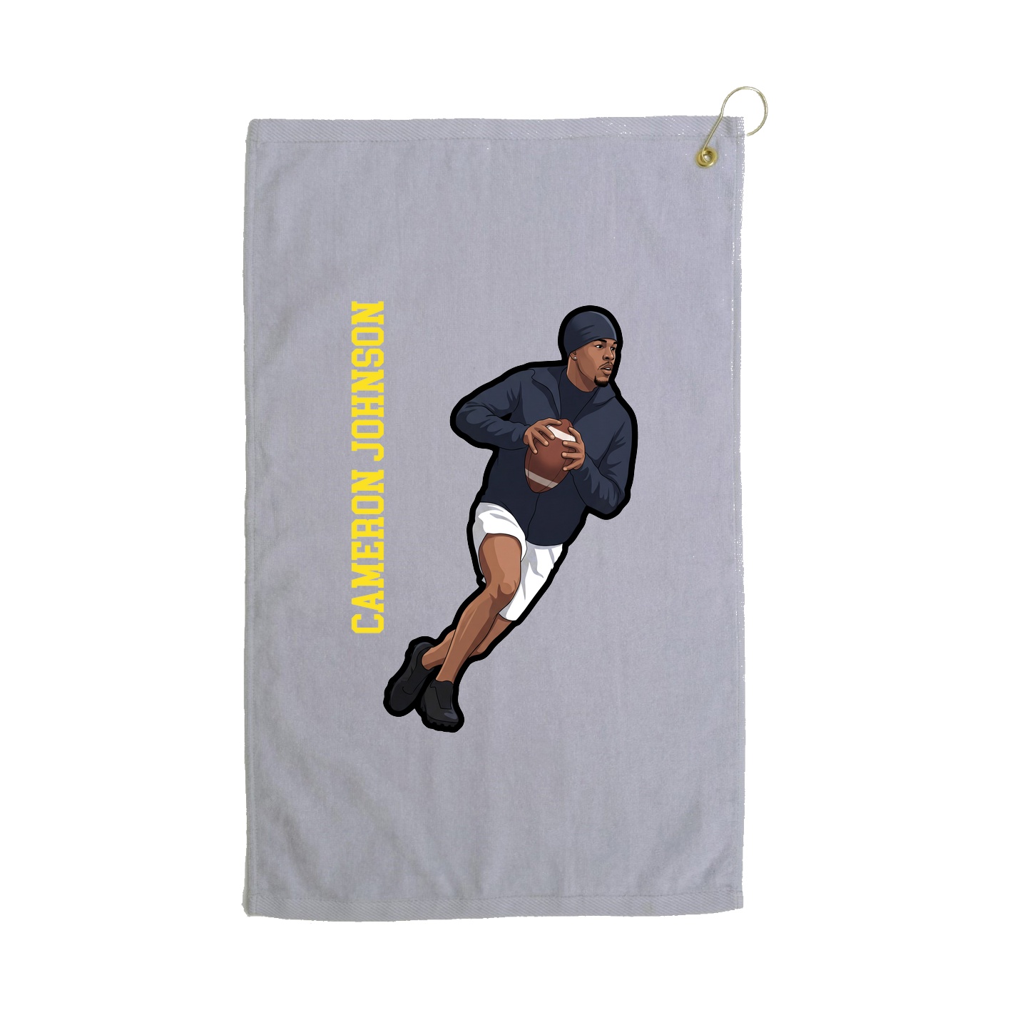 Golf Towel — Name Vertical in Grey