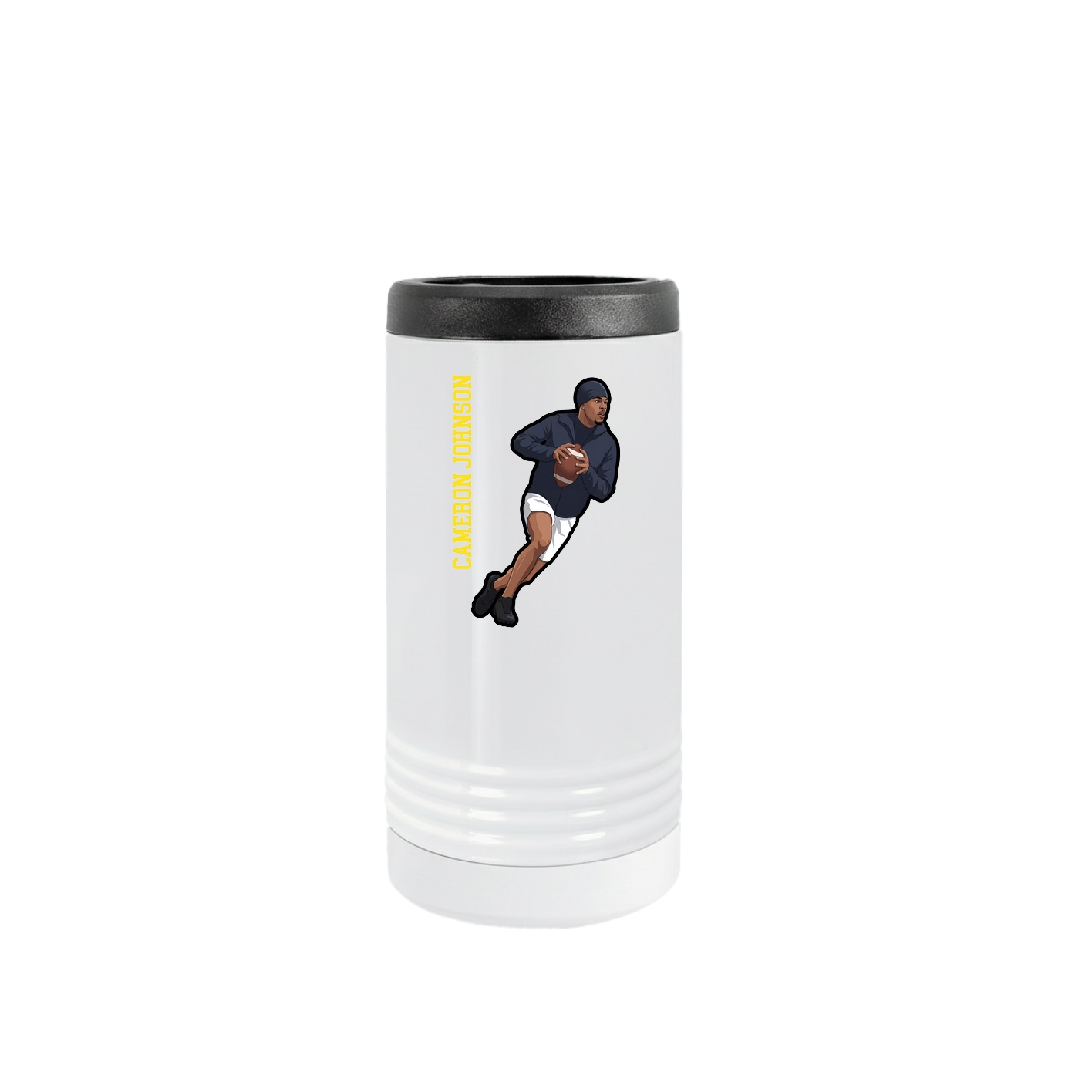 Slim Beverage Holder — Name Vertical in White