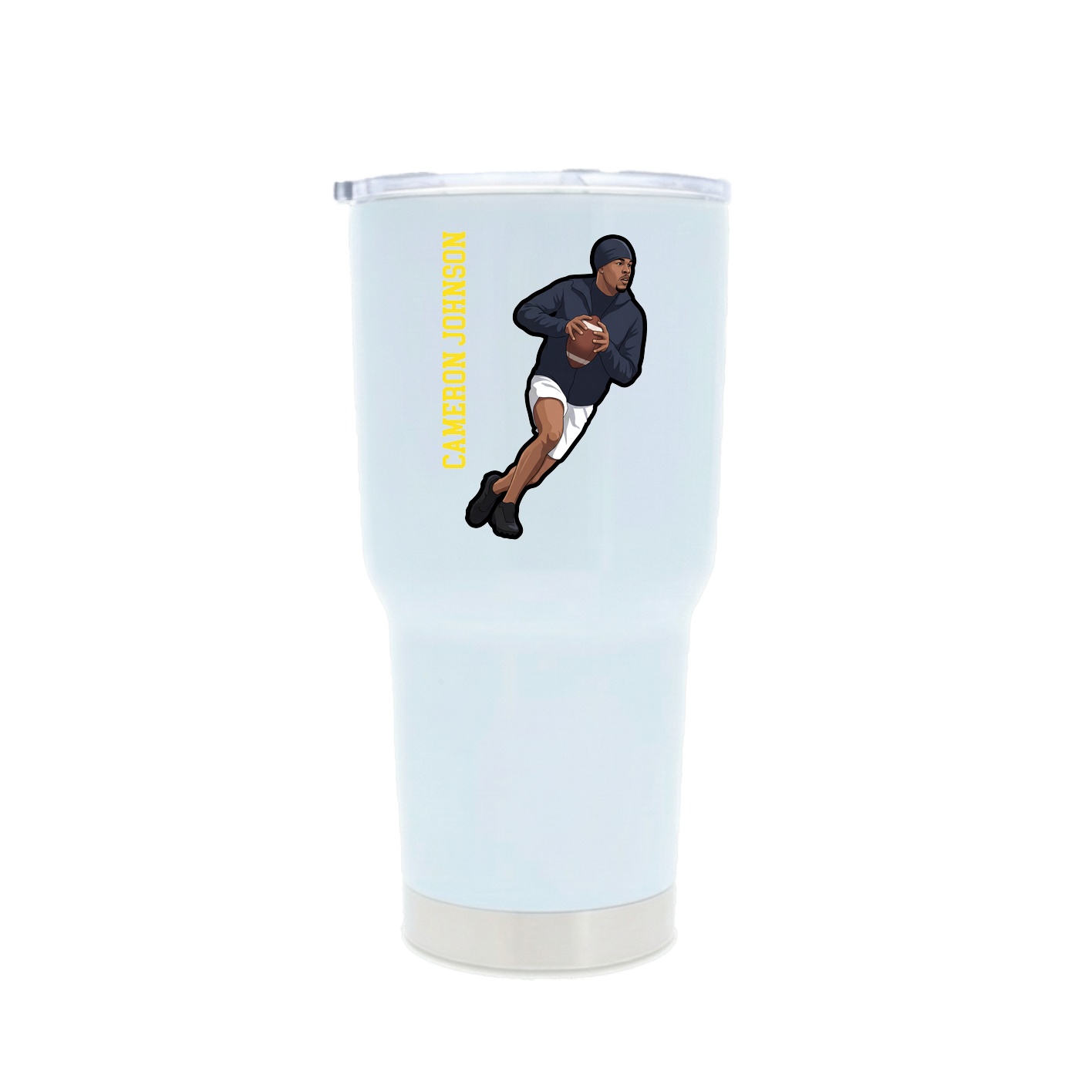 30oz Stainless Steel Tumbler — Name Vertical in White
