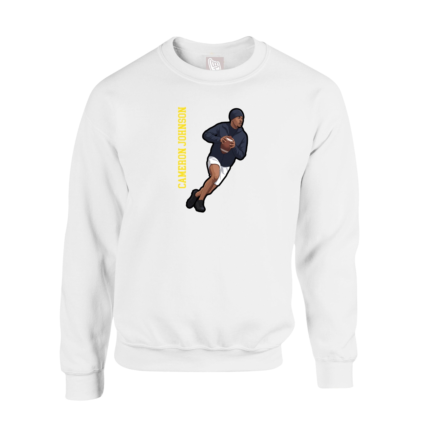 Fleece Crew — Name Vertical in White