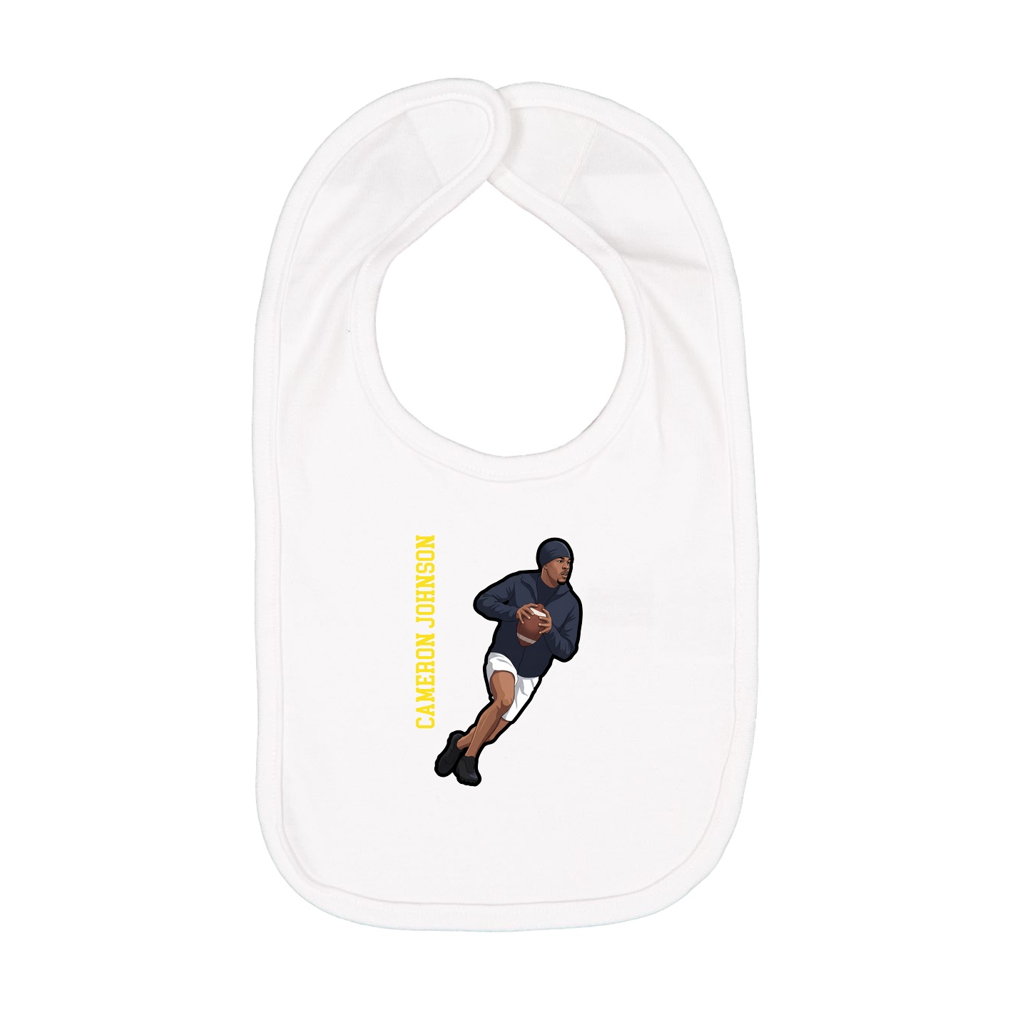 Infant Bib — Name Vertical in White
