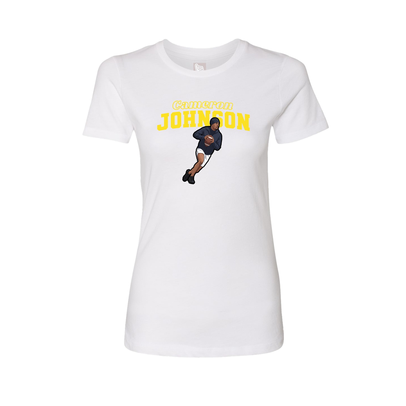 Fitted Women's Tee — Name Arch in White
