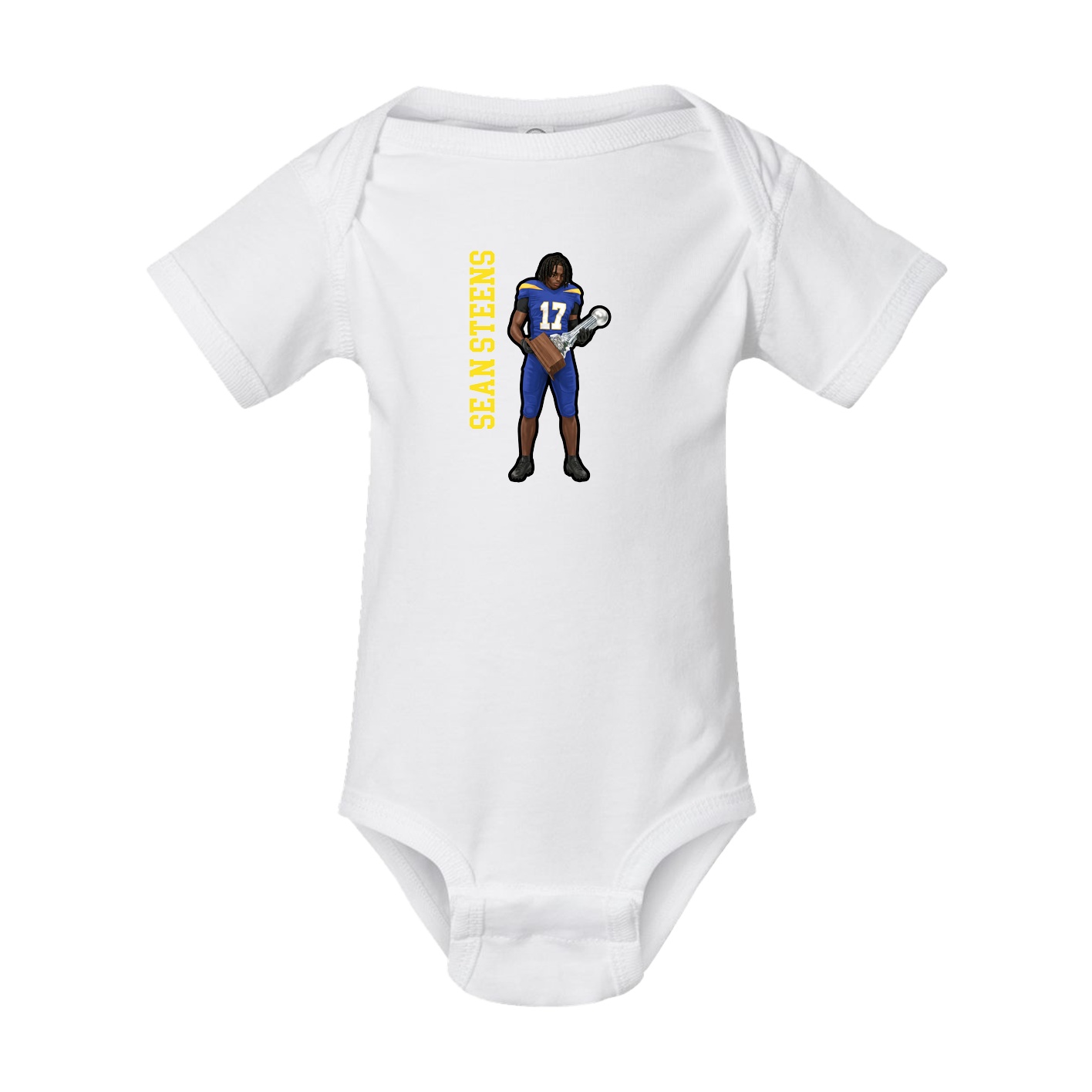 Baby Onesie — Name Vertical in White