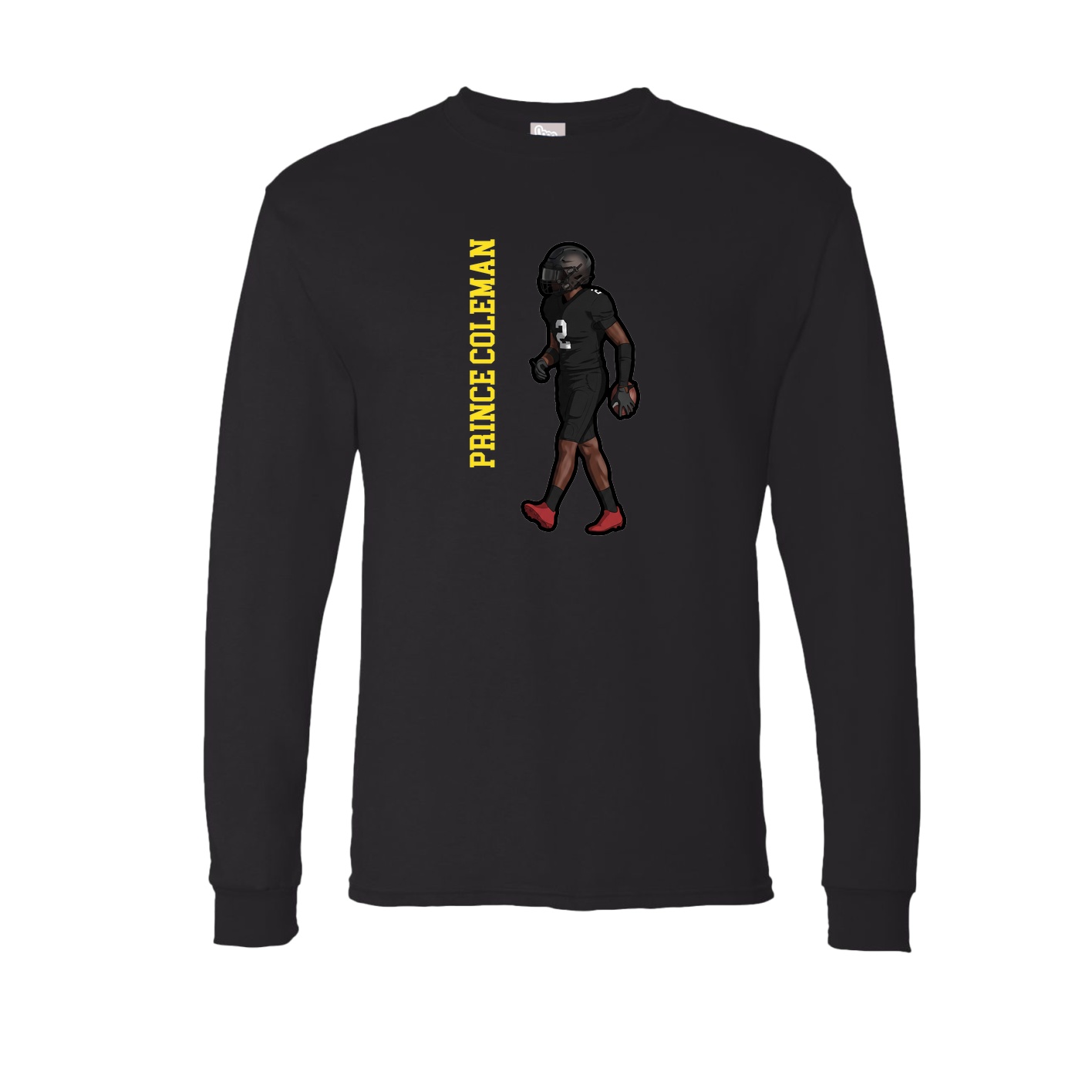 Long Sleeve Tee — Name Vertical in Black