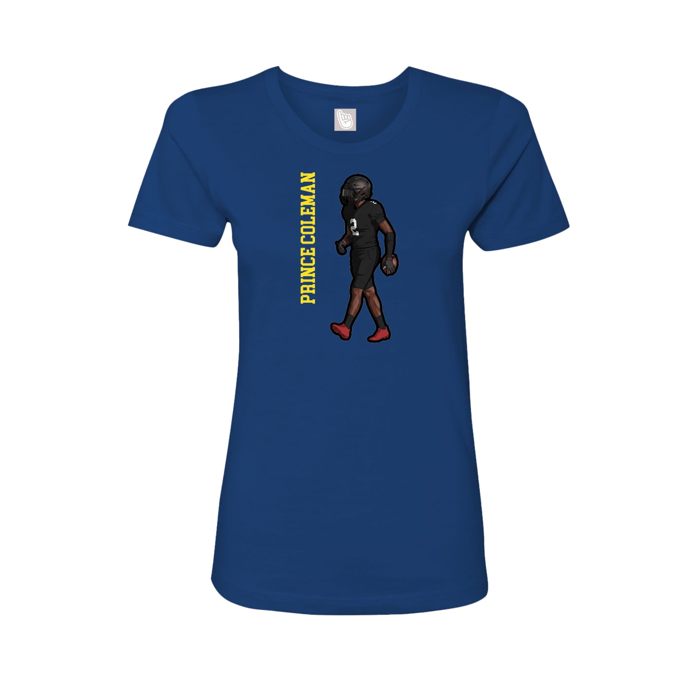 Fitted Women's Tee — Name Vertical in Royal