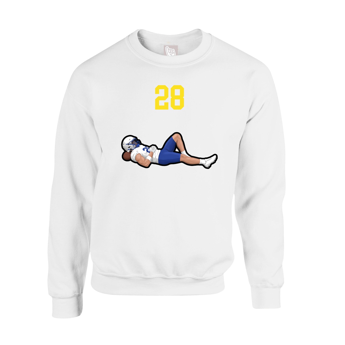 Fleece Crew — Number Top in White