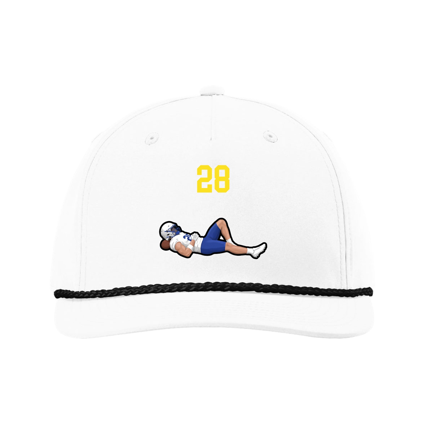 Five-Panel Classic Rope Cap — Number Top in White