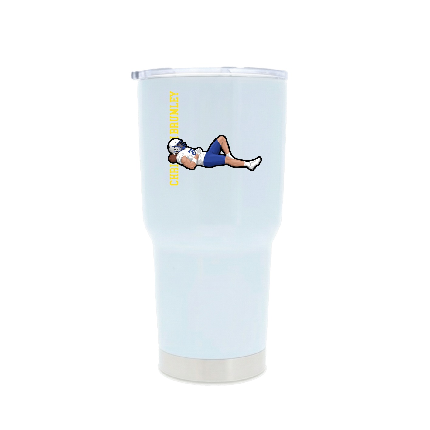 30oz Stainless Steel Tumbler — Name Vertical in White