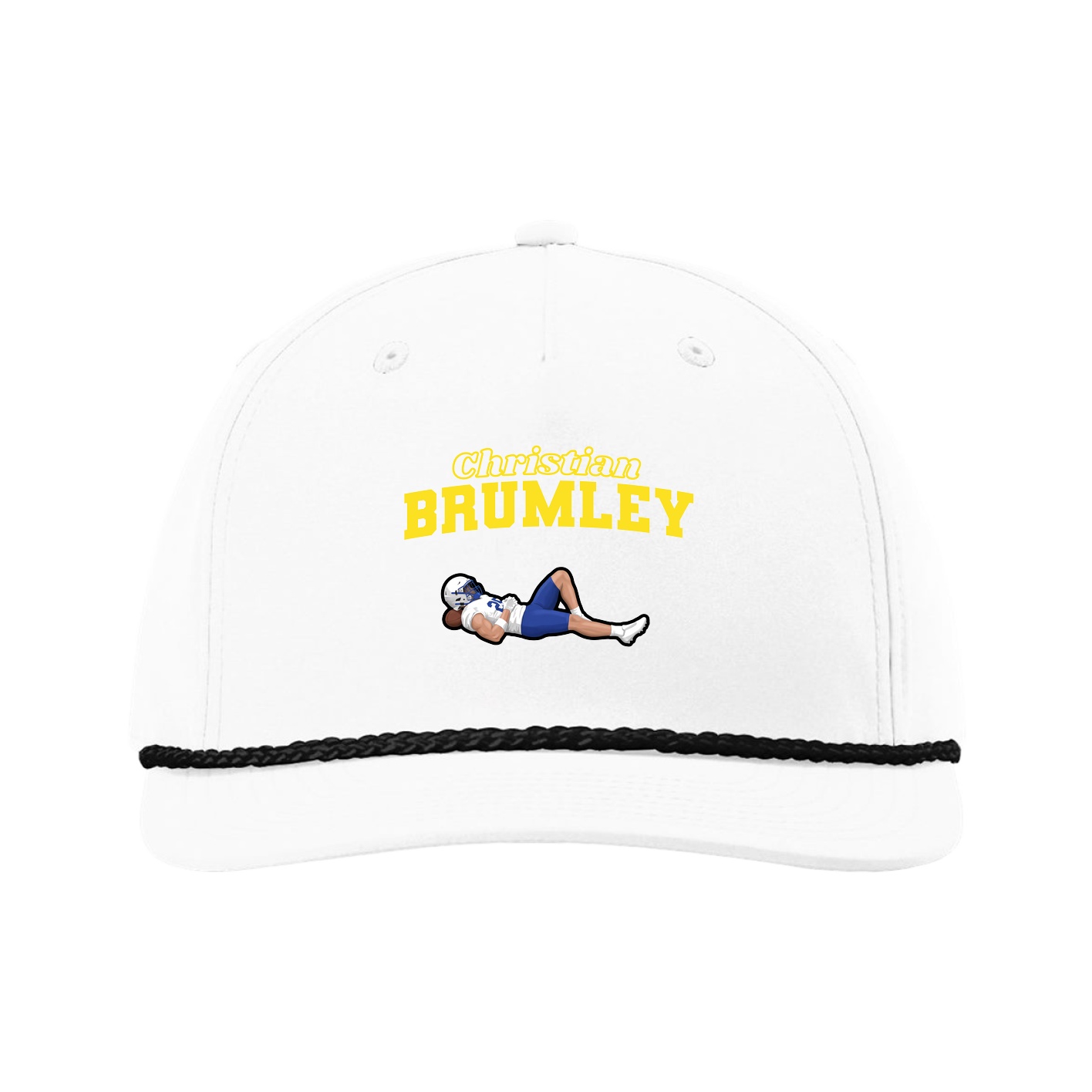 Five-Panel Classic Rope Cap — Name Arch in White