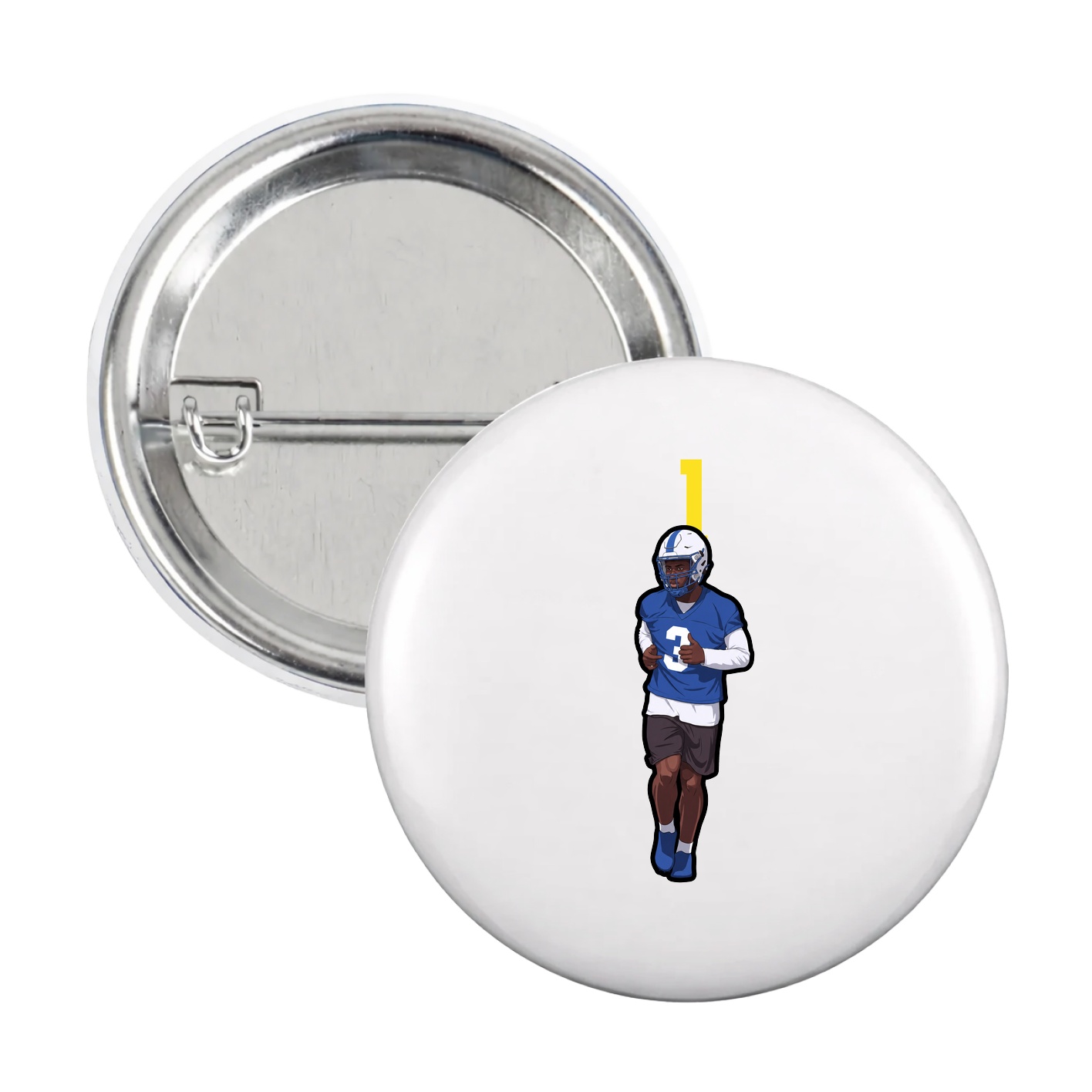 Game Day Button — Number Top in White