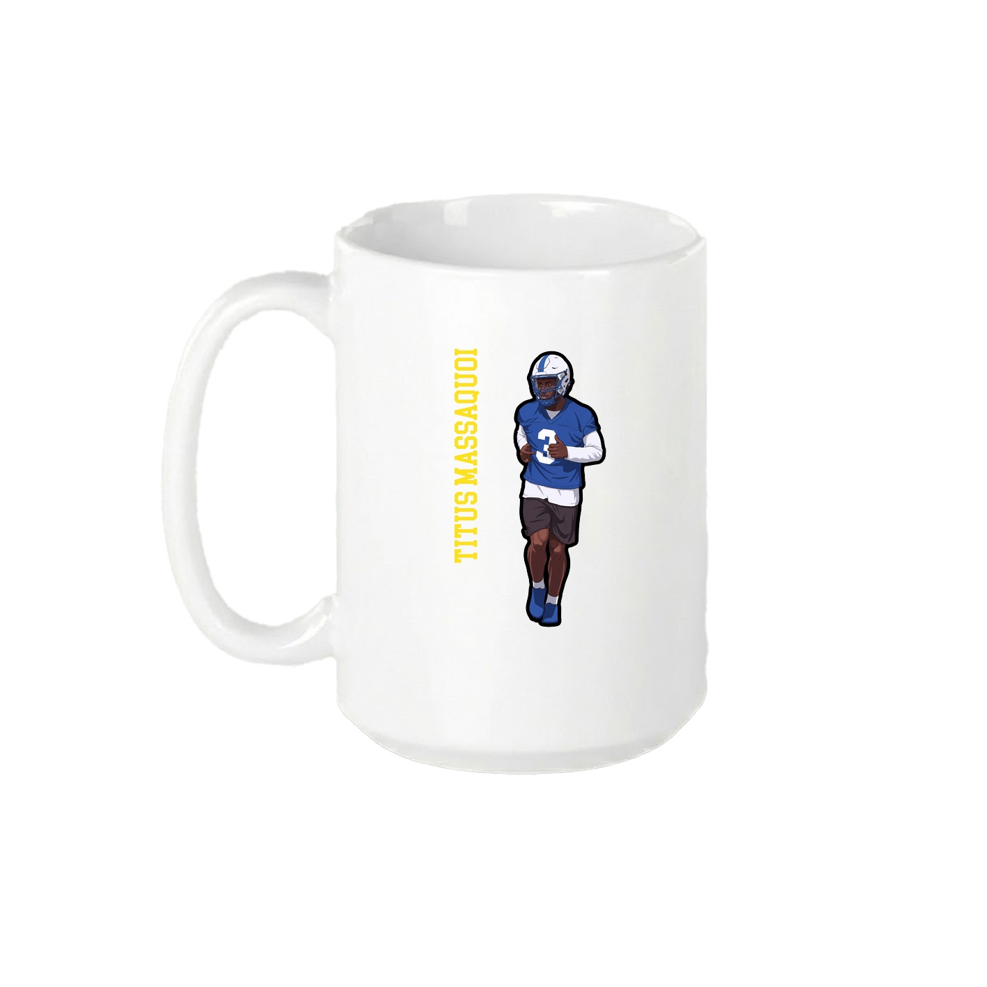 15oz Coffee Mug — Name Vertical in White