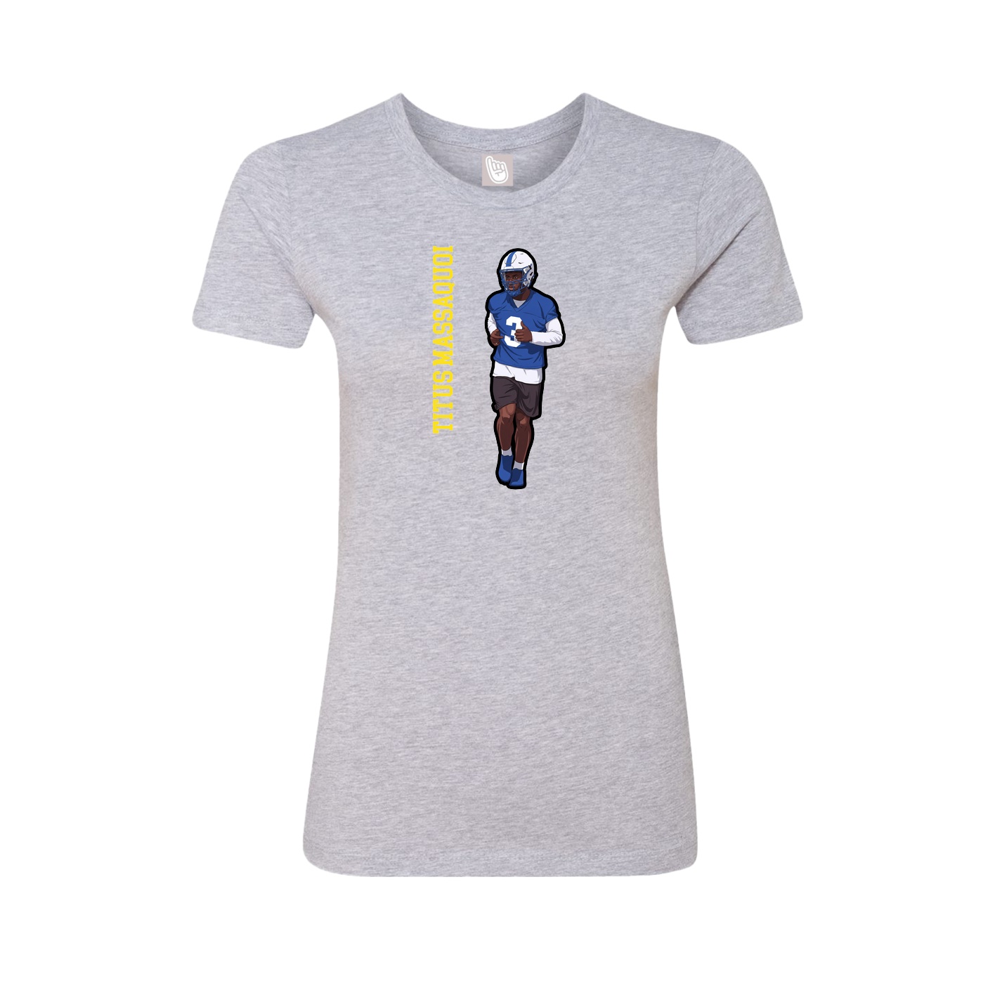 Fitted Women's Tee — Name Vertical in Grey