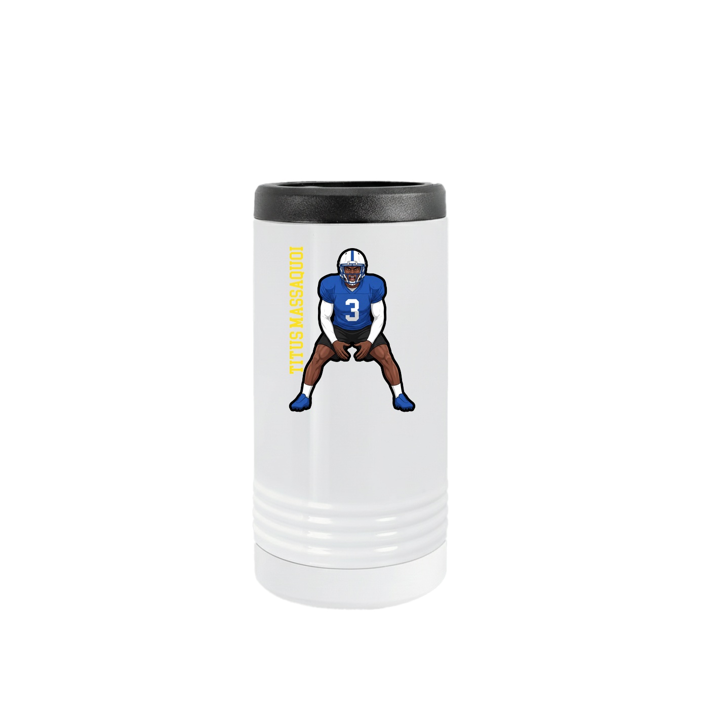 Slim Beverage Holder — Name Vertical in White
