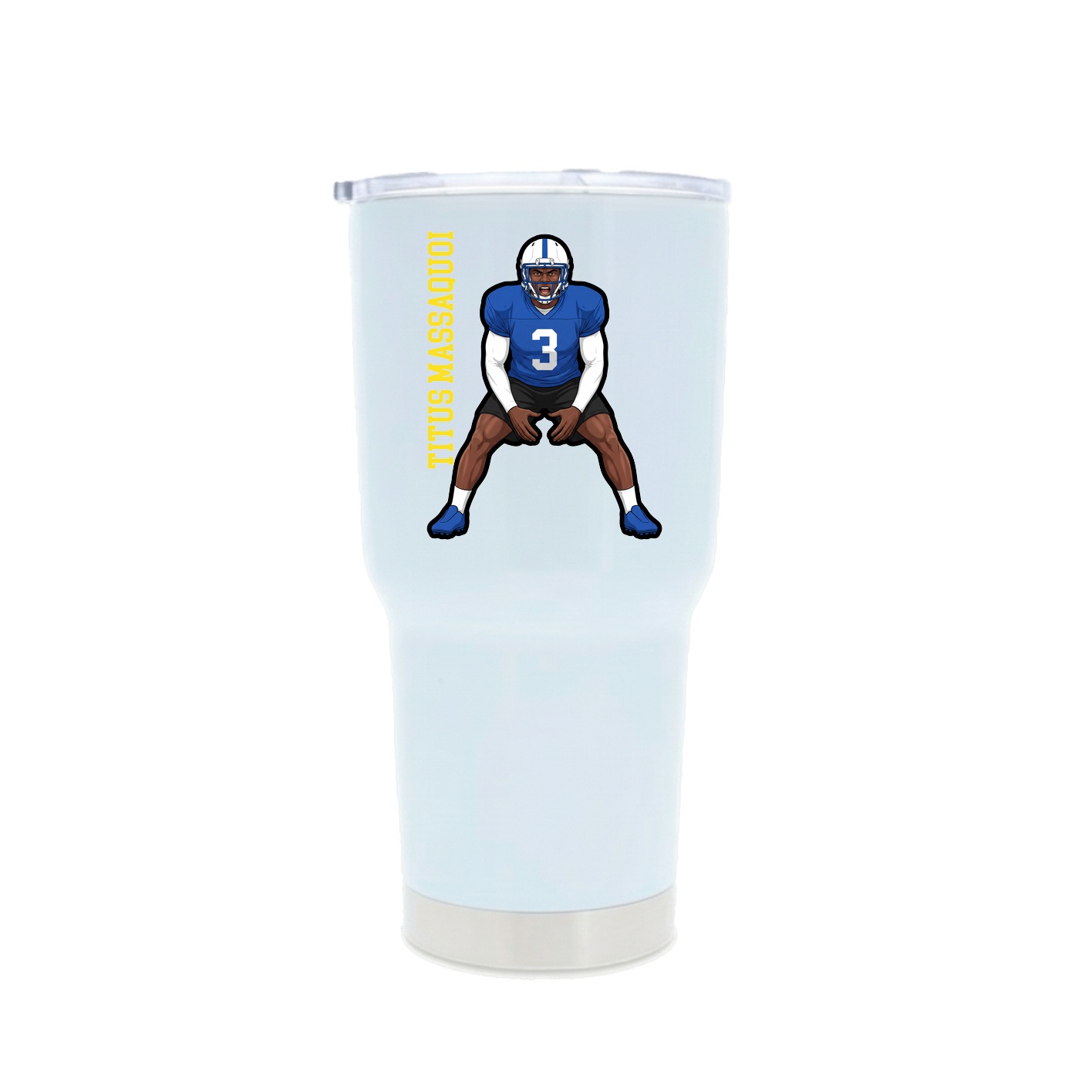 30oz Stainless Steel Tumbler — Name Vertical in White