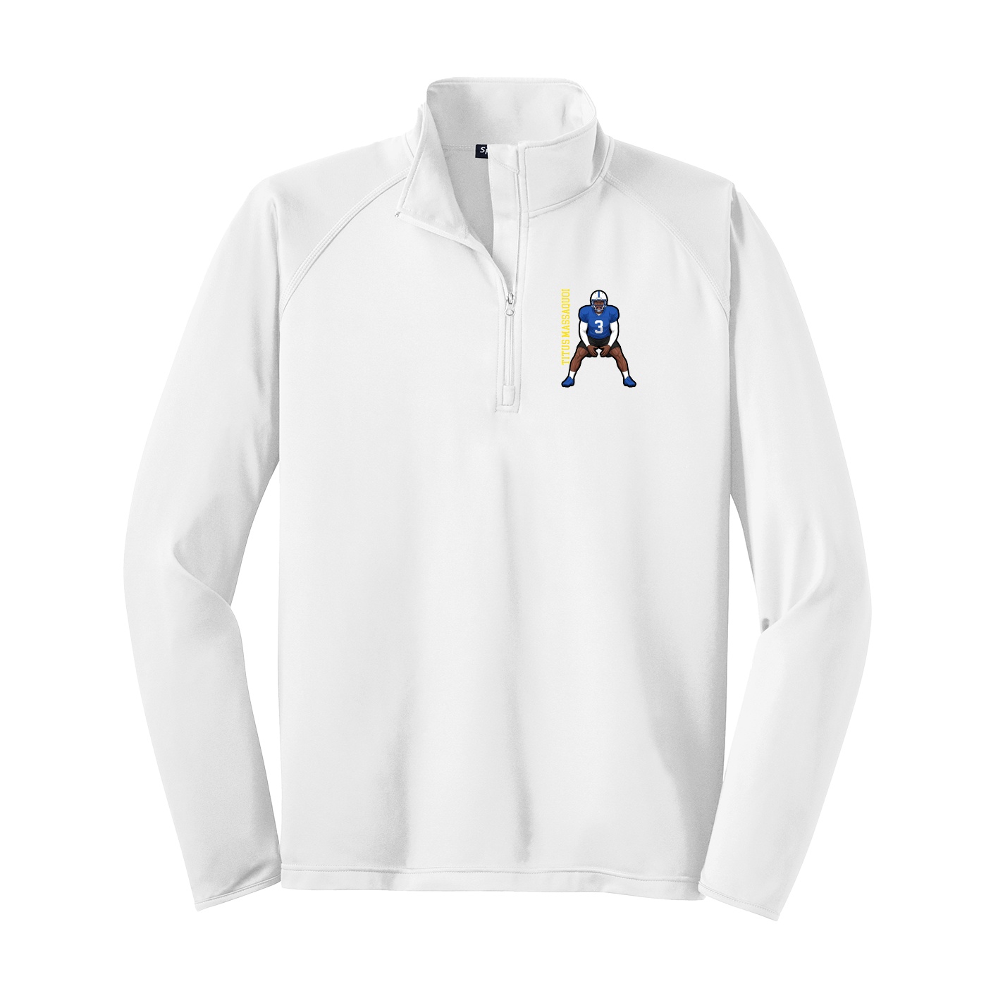 Q-Zip Pullover — Name Vertical in White