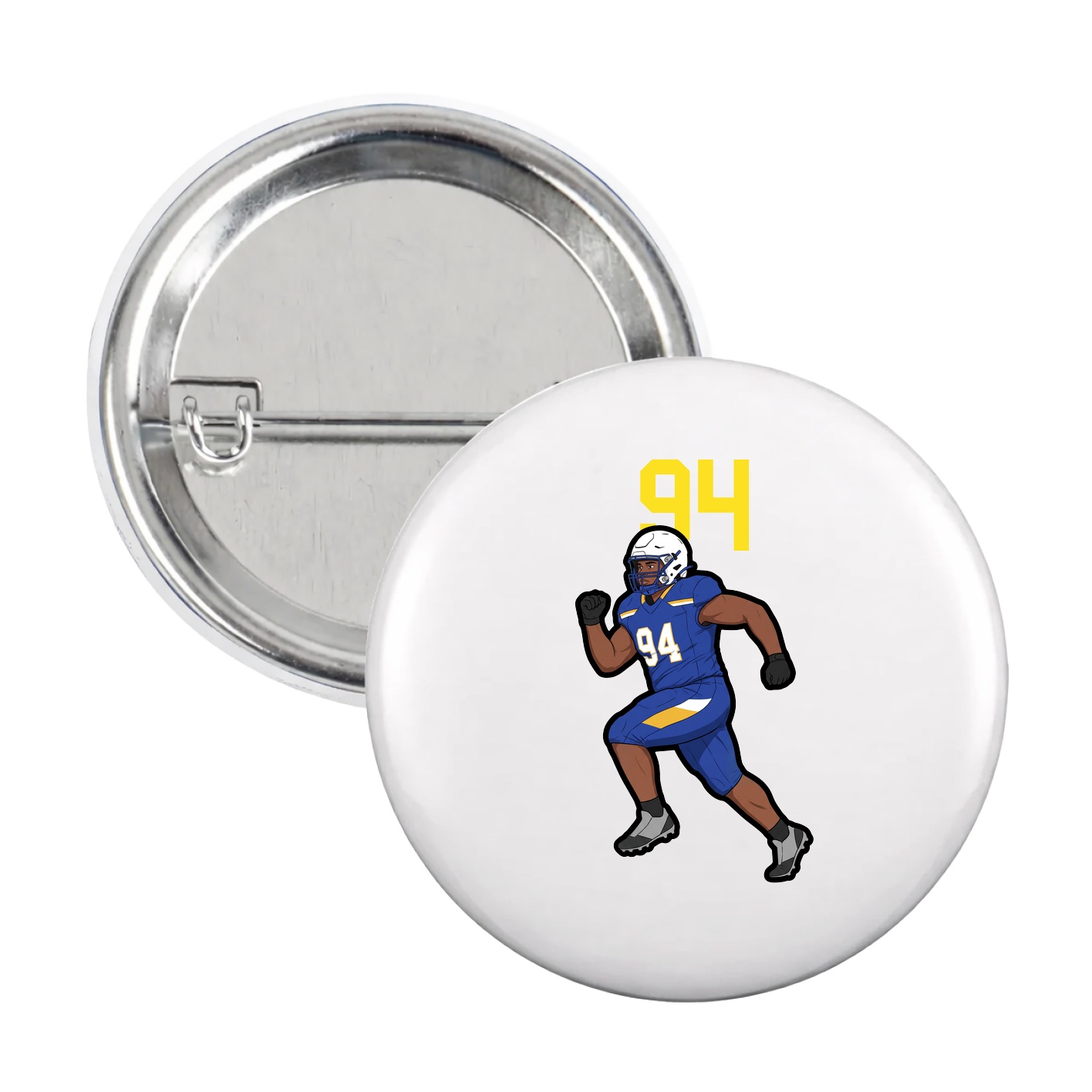 Game Day Button — Number Top in White