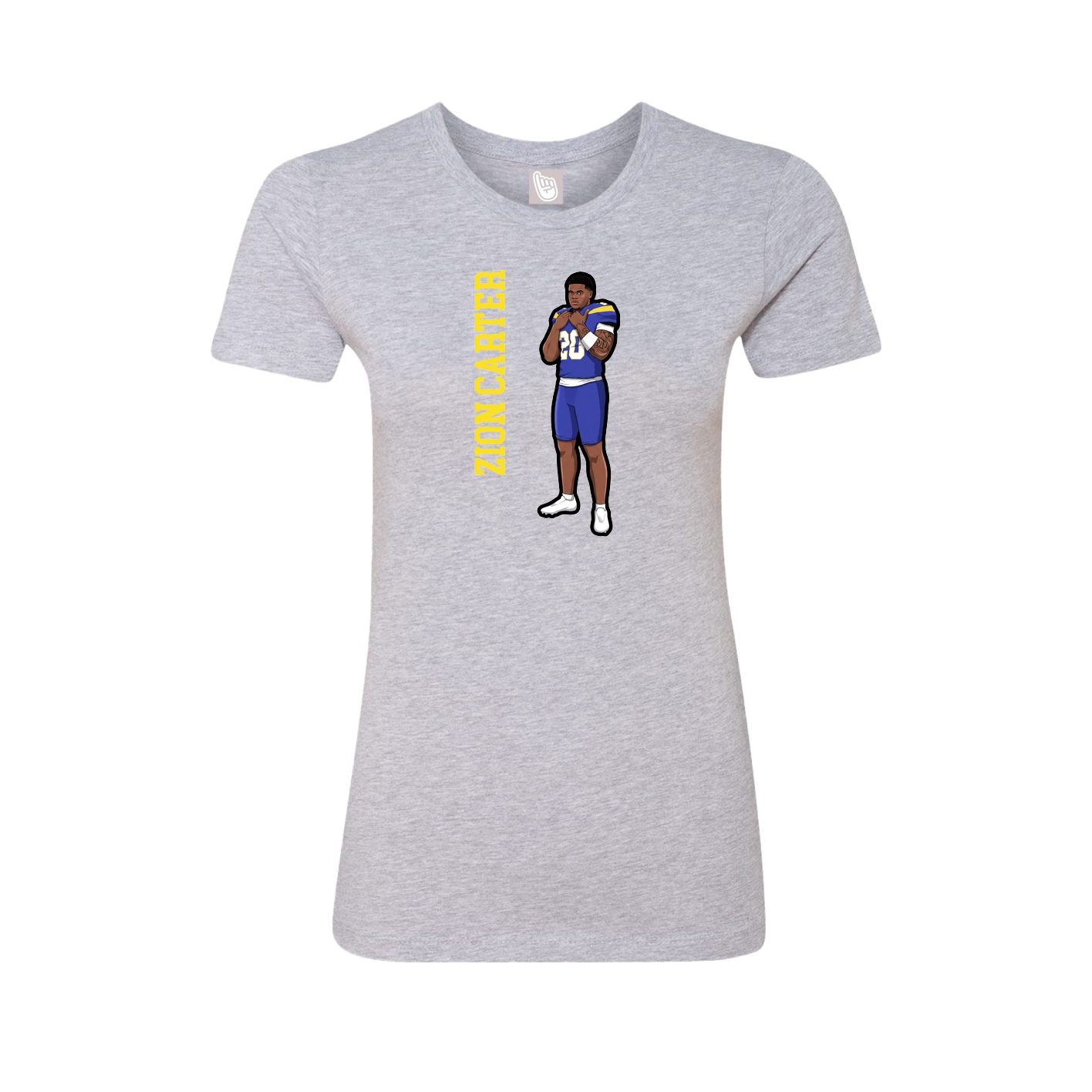 Fitted Women's Tee — Name Vertical in Grey