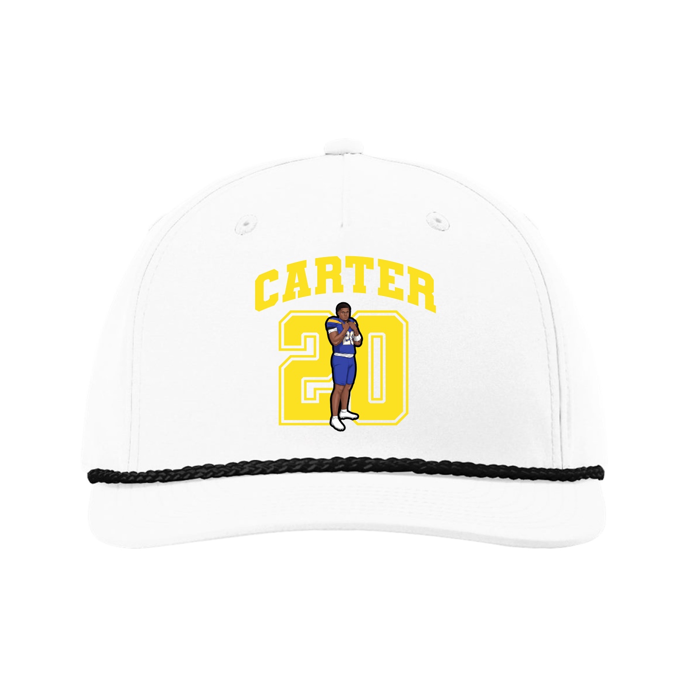 Five-Panel Classic Rope Cap — Number in White