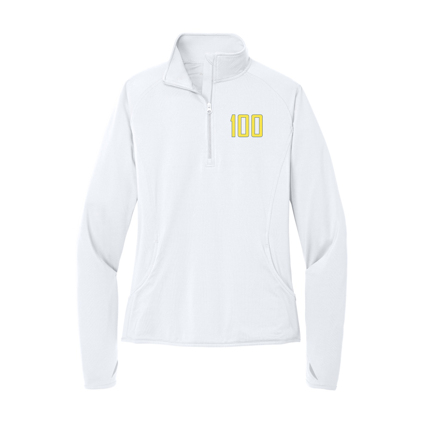 Women's Q-Zip Pullover — Front Shirsy in White