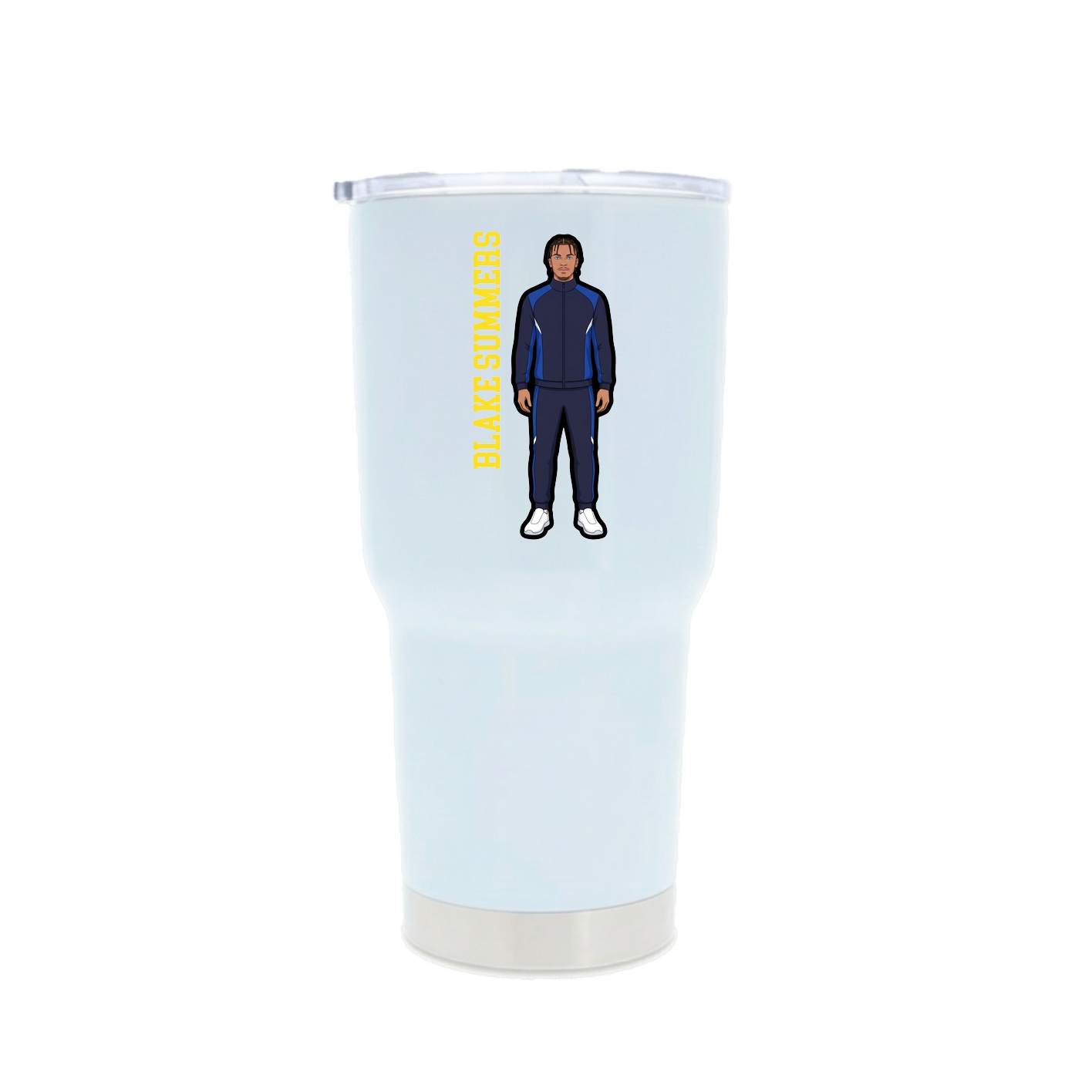 30oz Stainless Steel Tumbler — Name Vertical in White