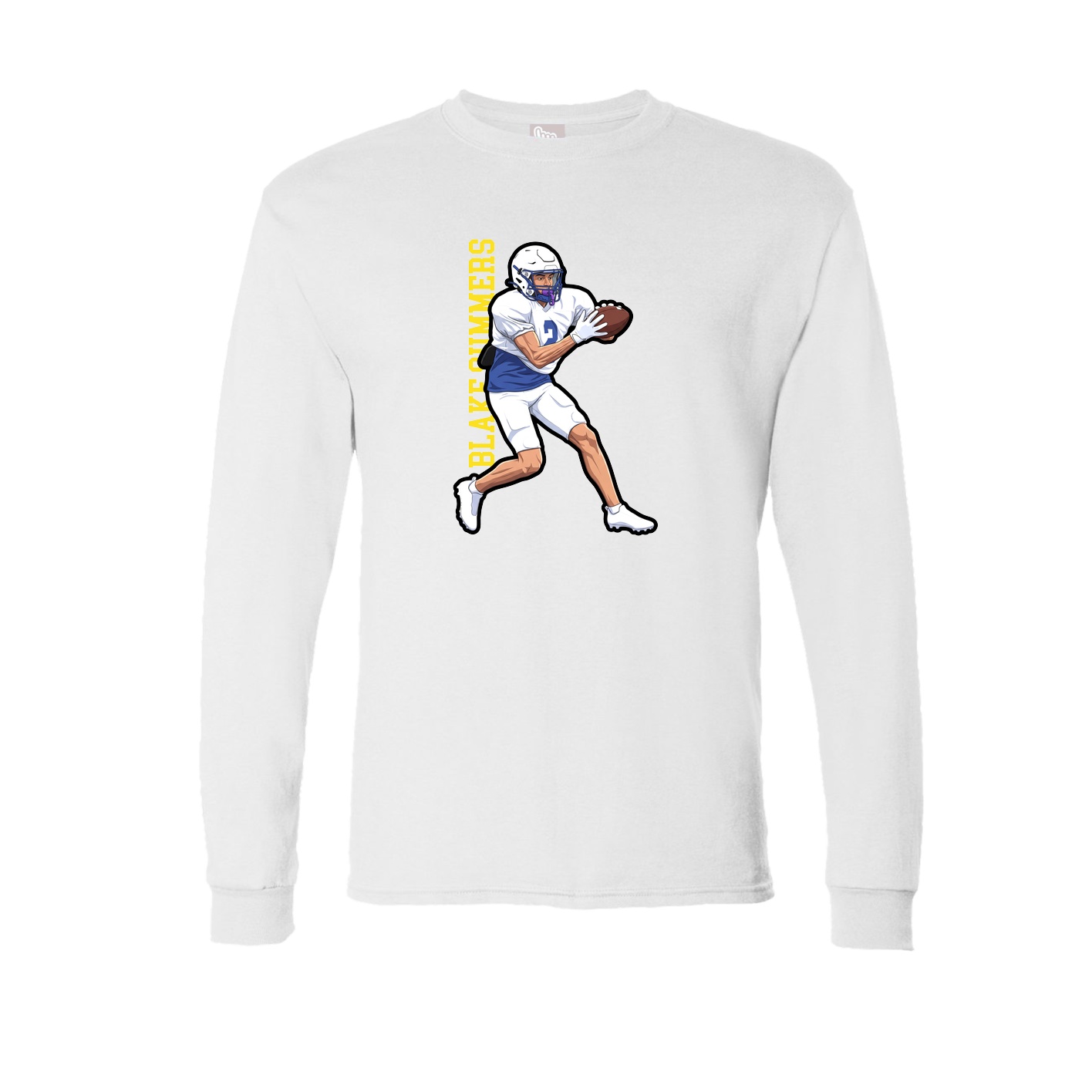 Long Sleeve Tee — Name Vertical in White
