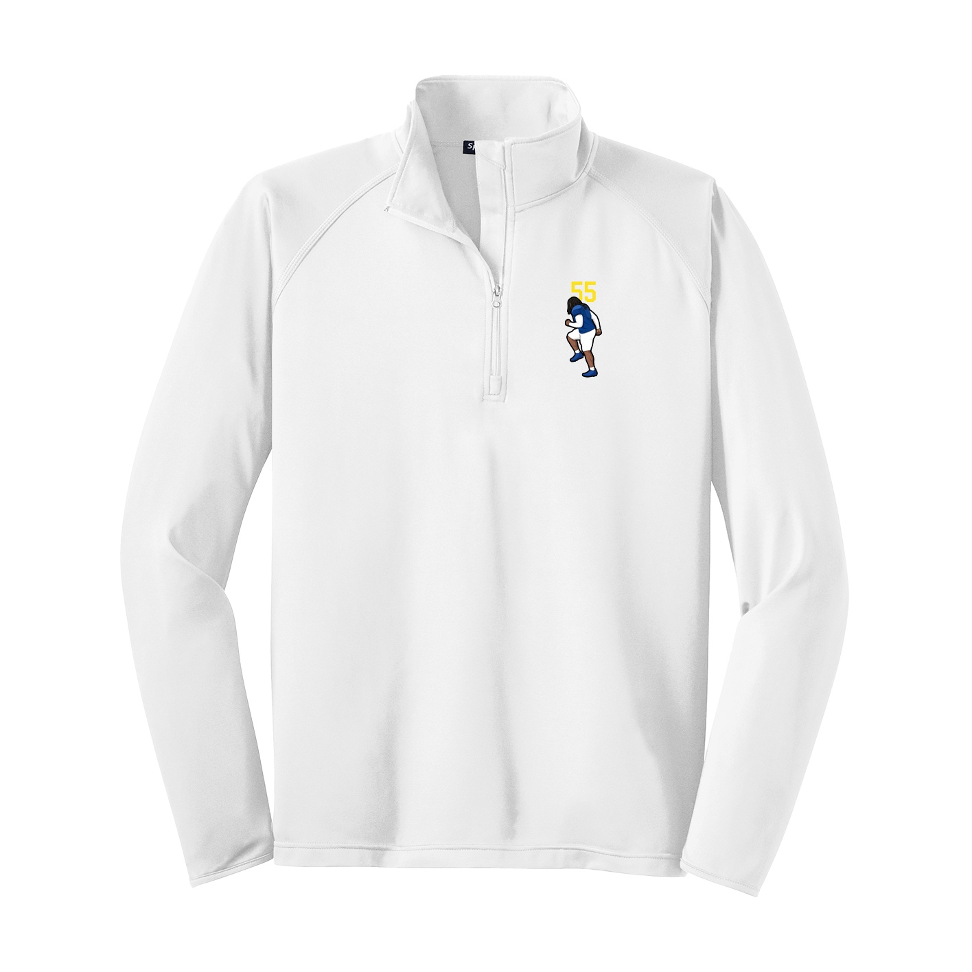 Q-Zip Pullover — Number Top in White