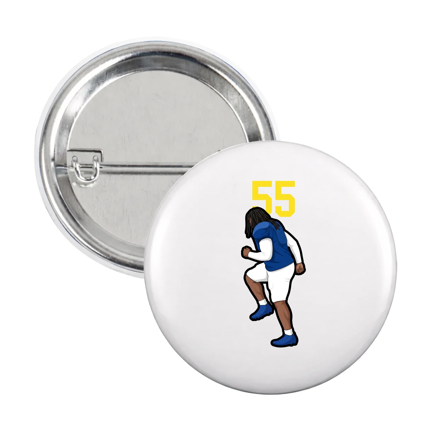 Game Day Button — Number Top in White