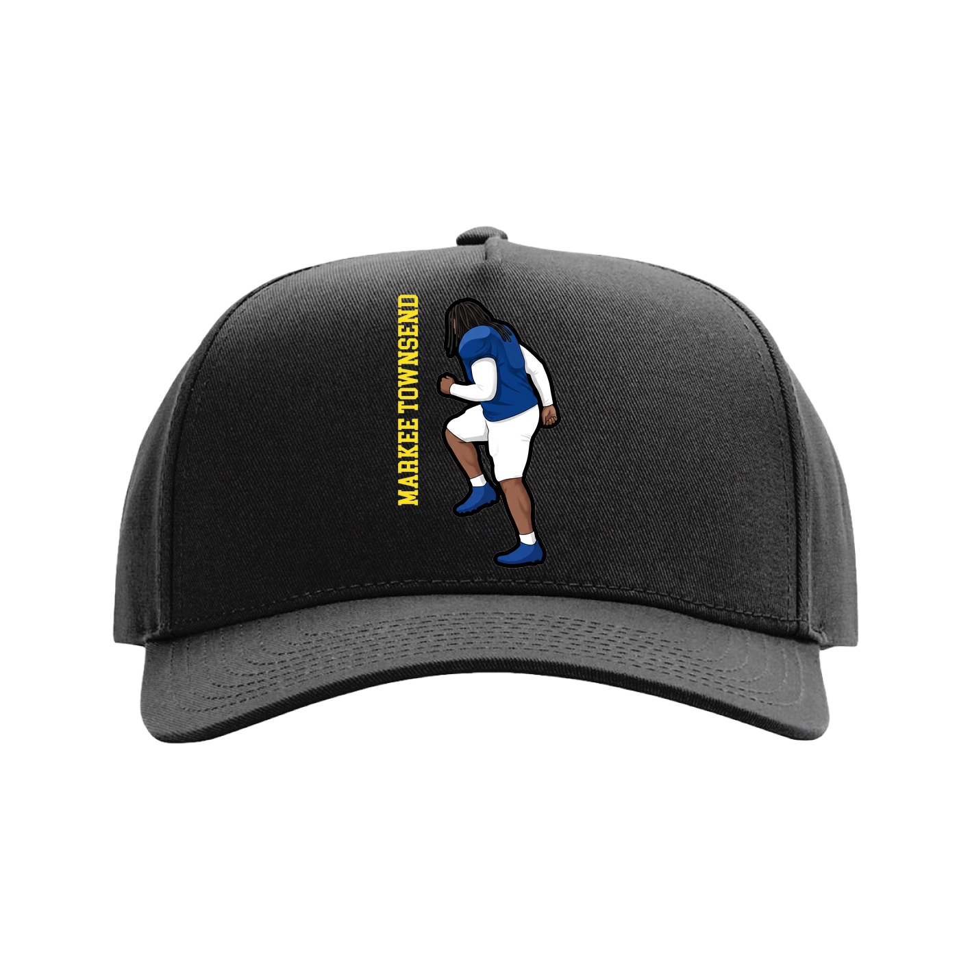 Full Fabric Five-Panel Champ Cap — Name Vertical in Black