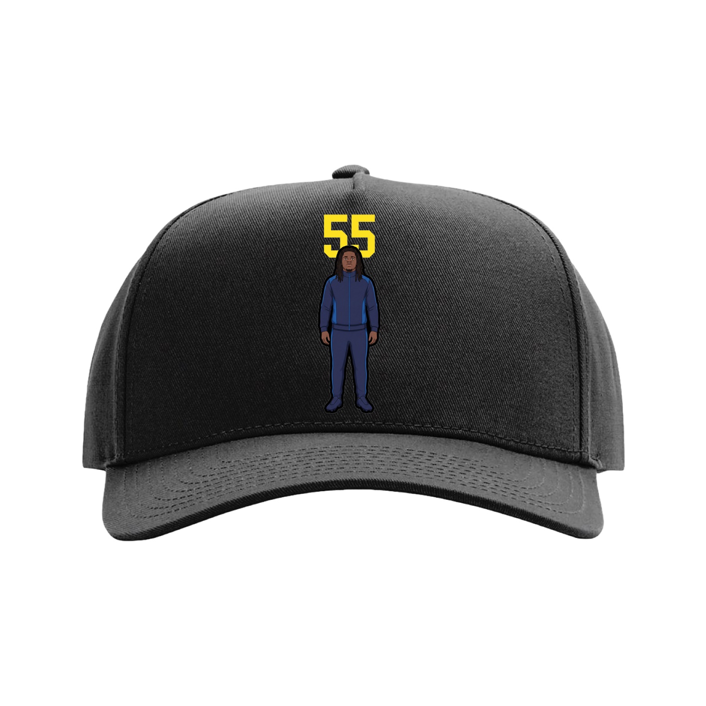 Full Fabric Five-Panel Champ Cap — Number Top in Black