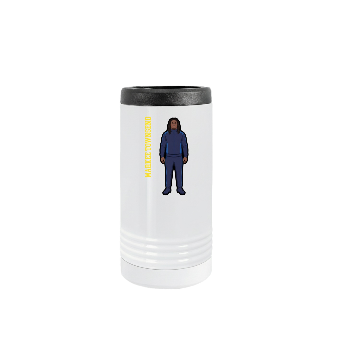 Slim Beverage Holder — Name Vertical in White