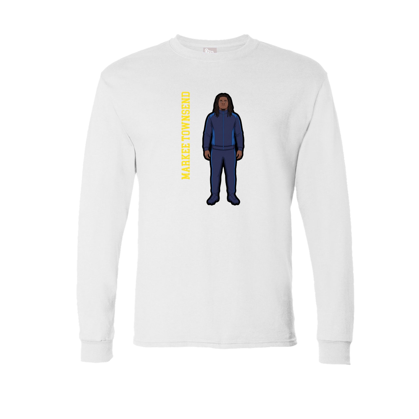 Long Sleeve Tee — Name Vertical in White