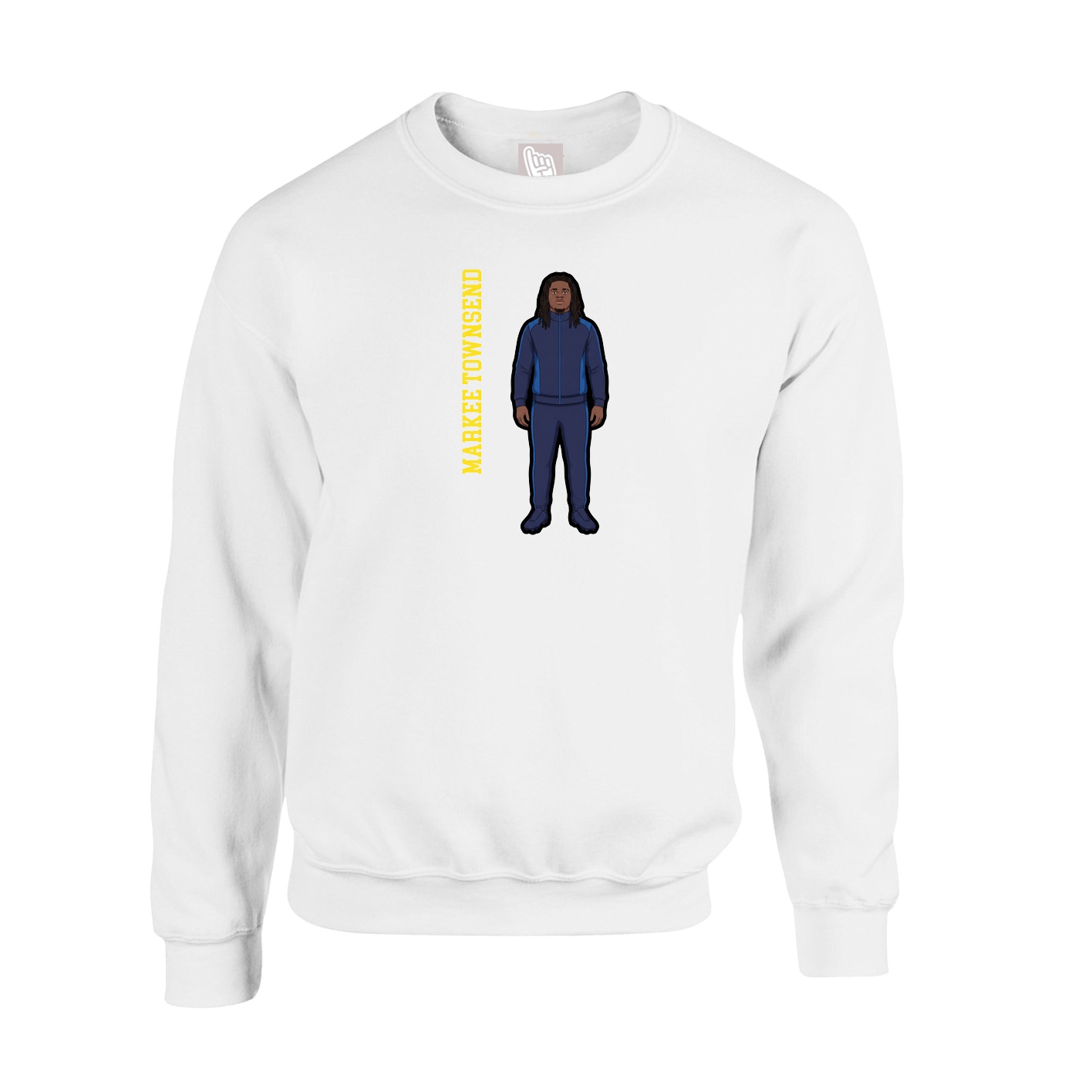 Fleece Crew — Name Vertical in White