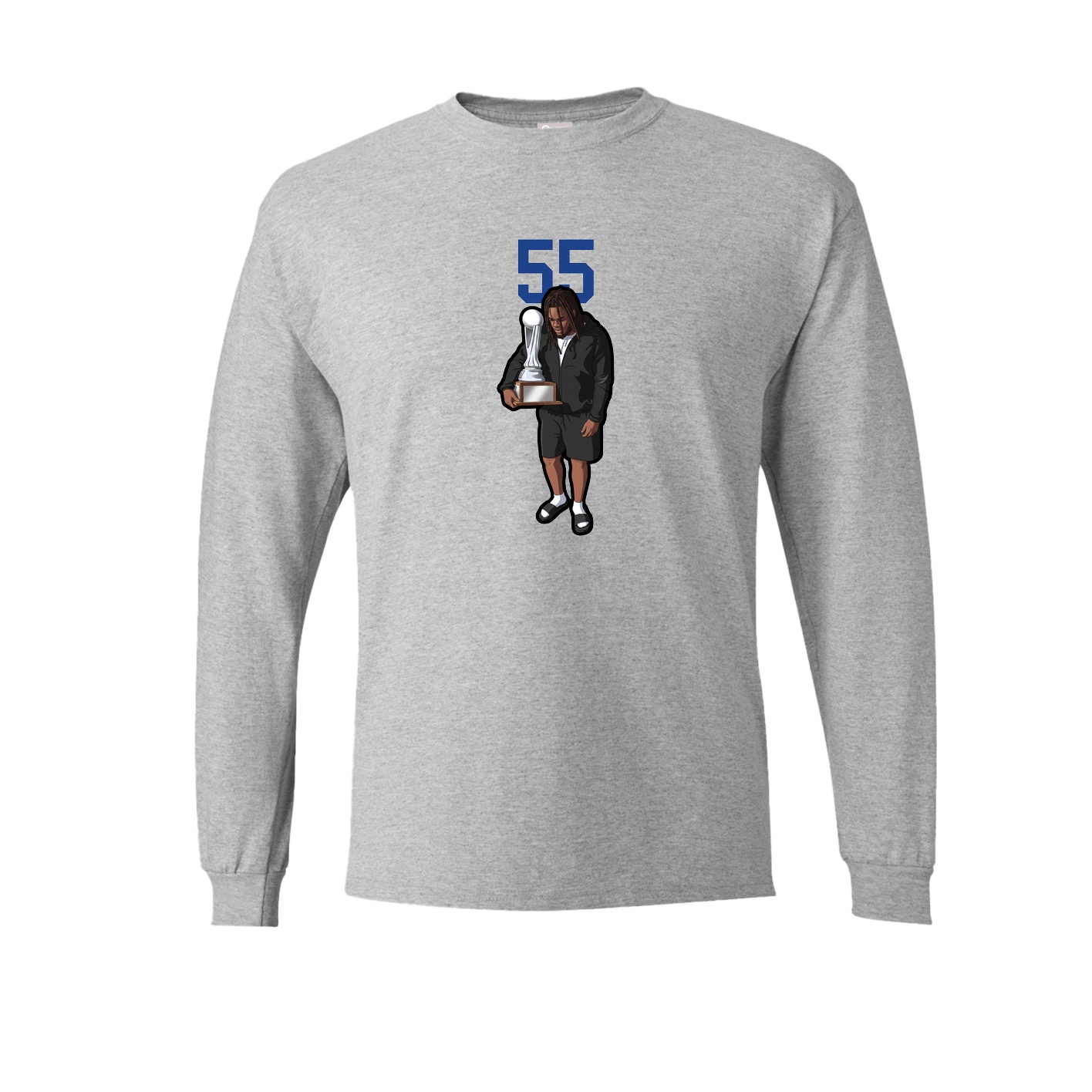 Long Sleeve Tee — Number Top in Grey