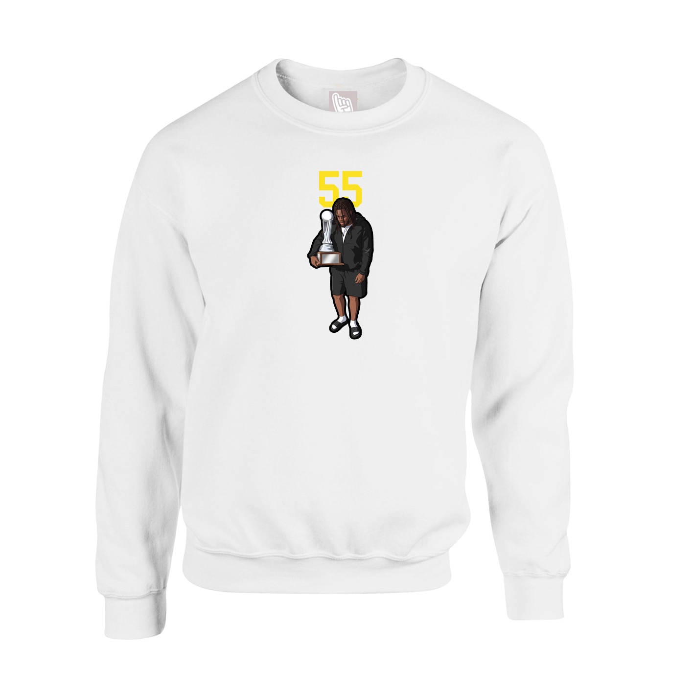 Fleece Crew — Number Top in White