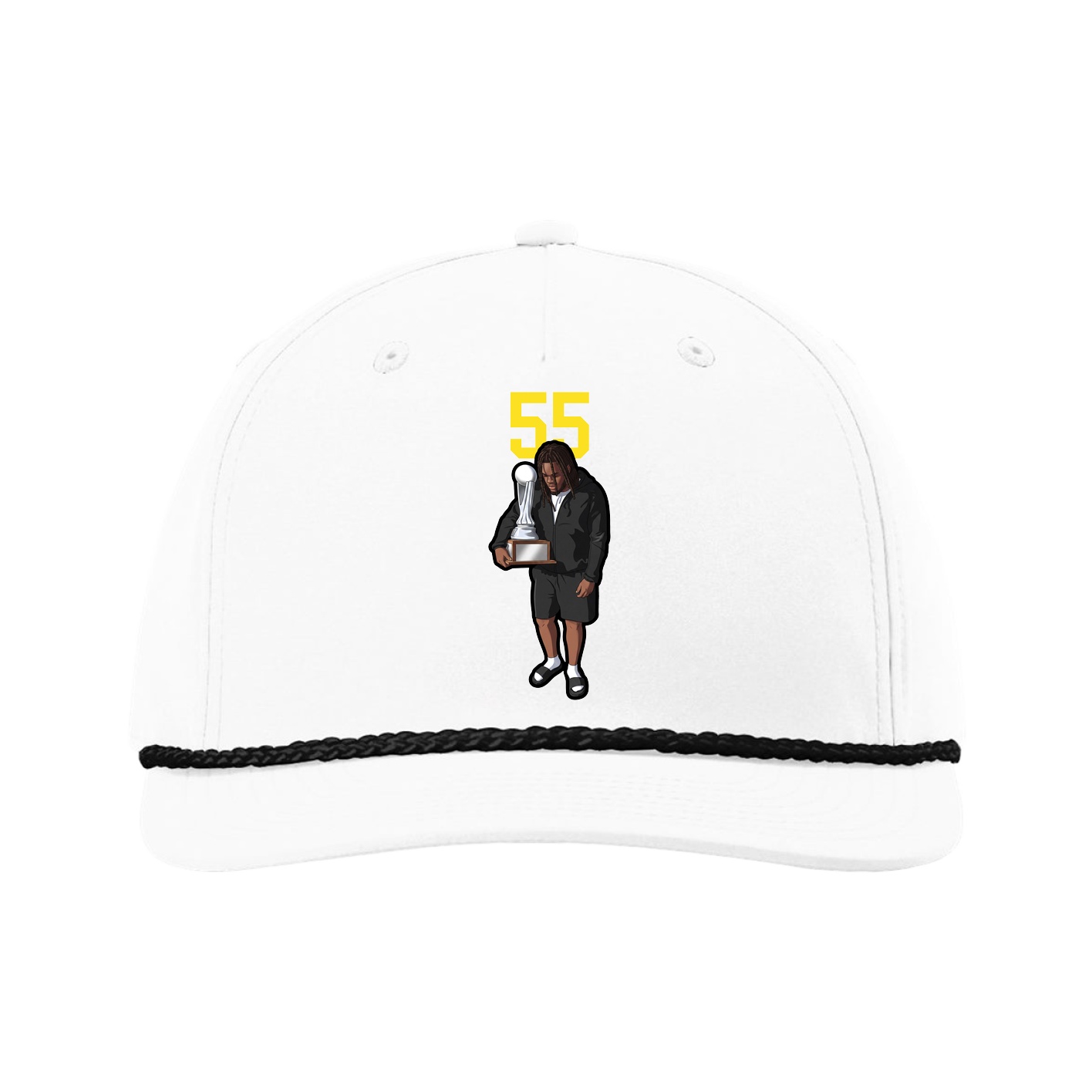 Five-Panel Classic Rope Cap — Number Top in White