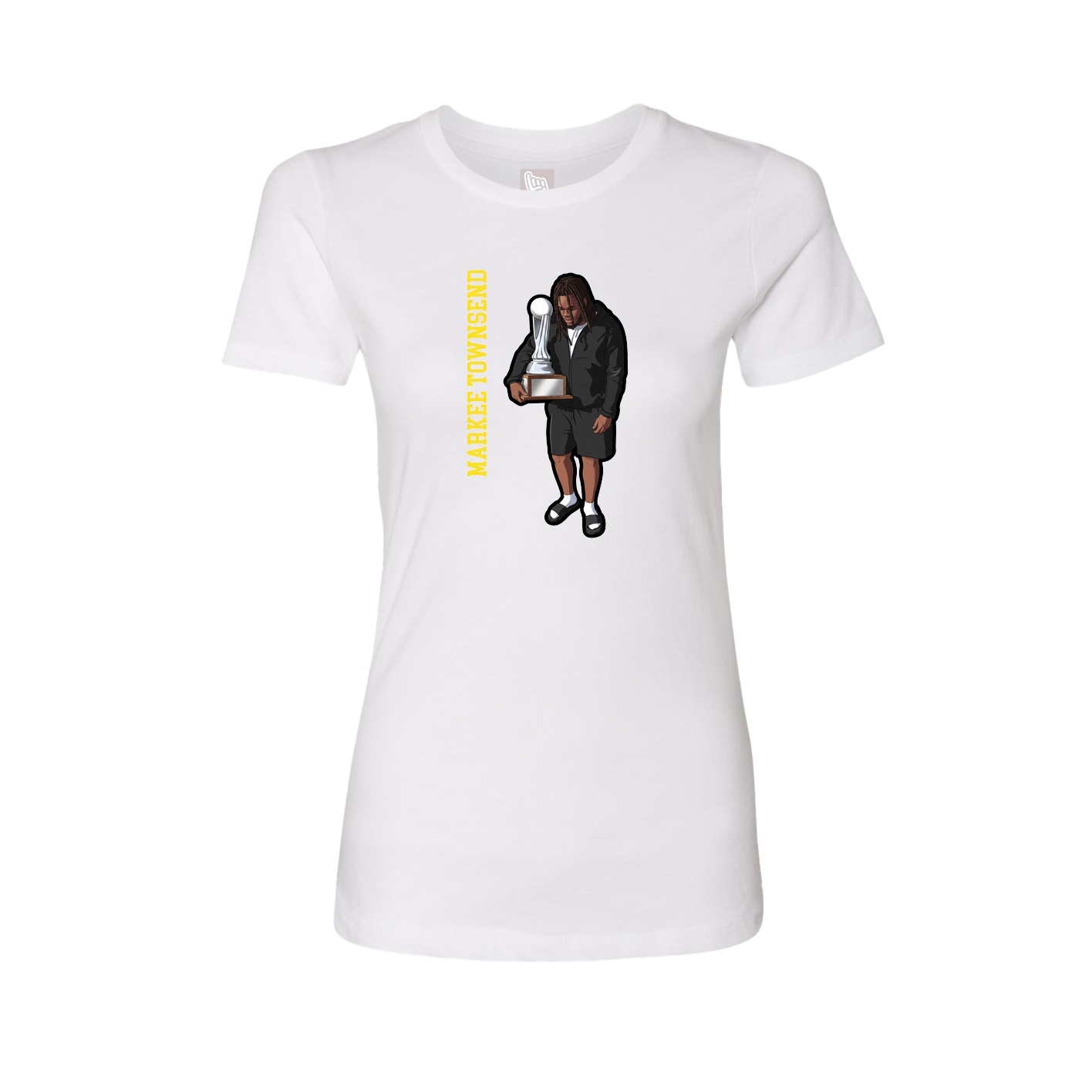 Womens Tee — Name Vertical in White