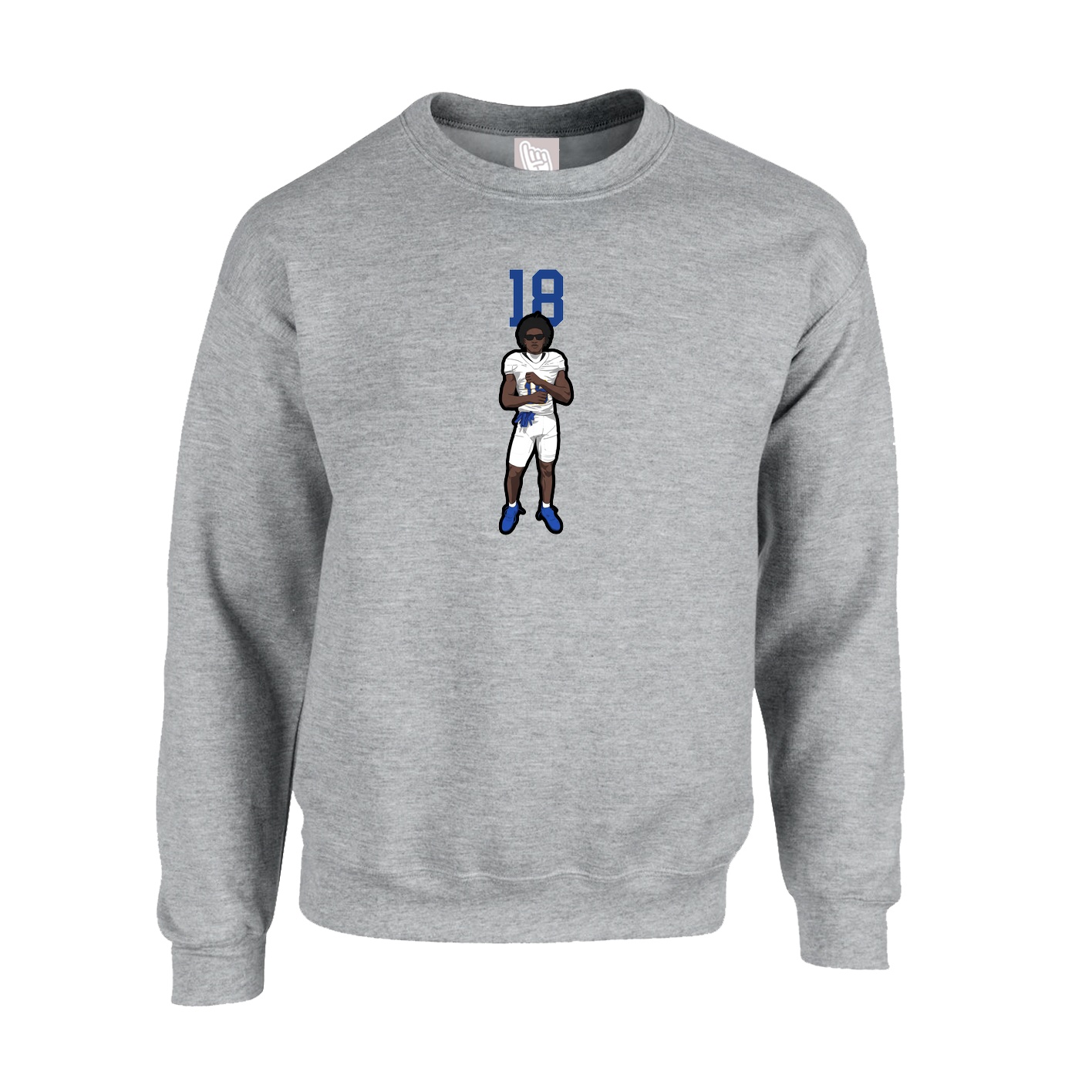 Fleece Crew — Number Top in Grey