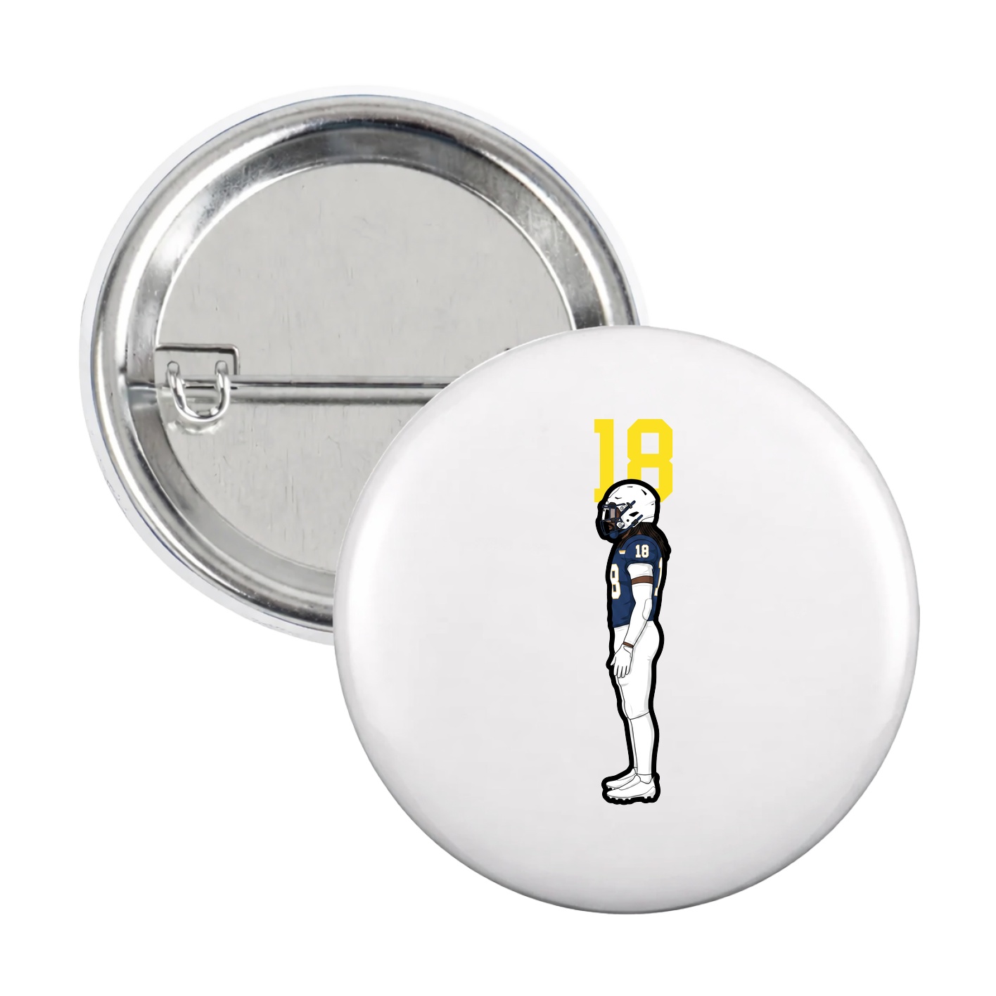 Game Day Button — Number Top in White