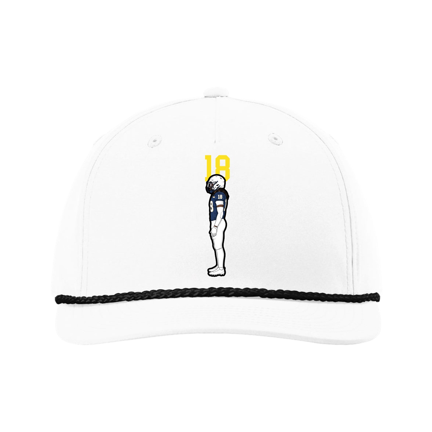 Five-Panel Classic Rope Cap — Number Top in White