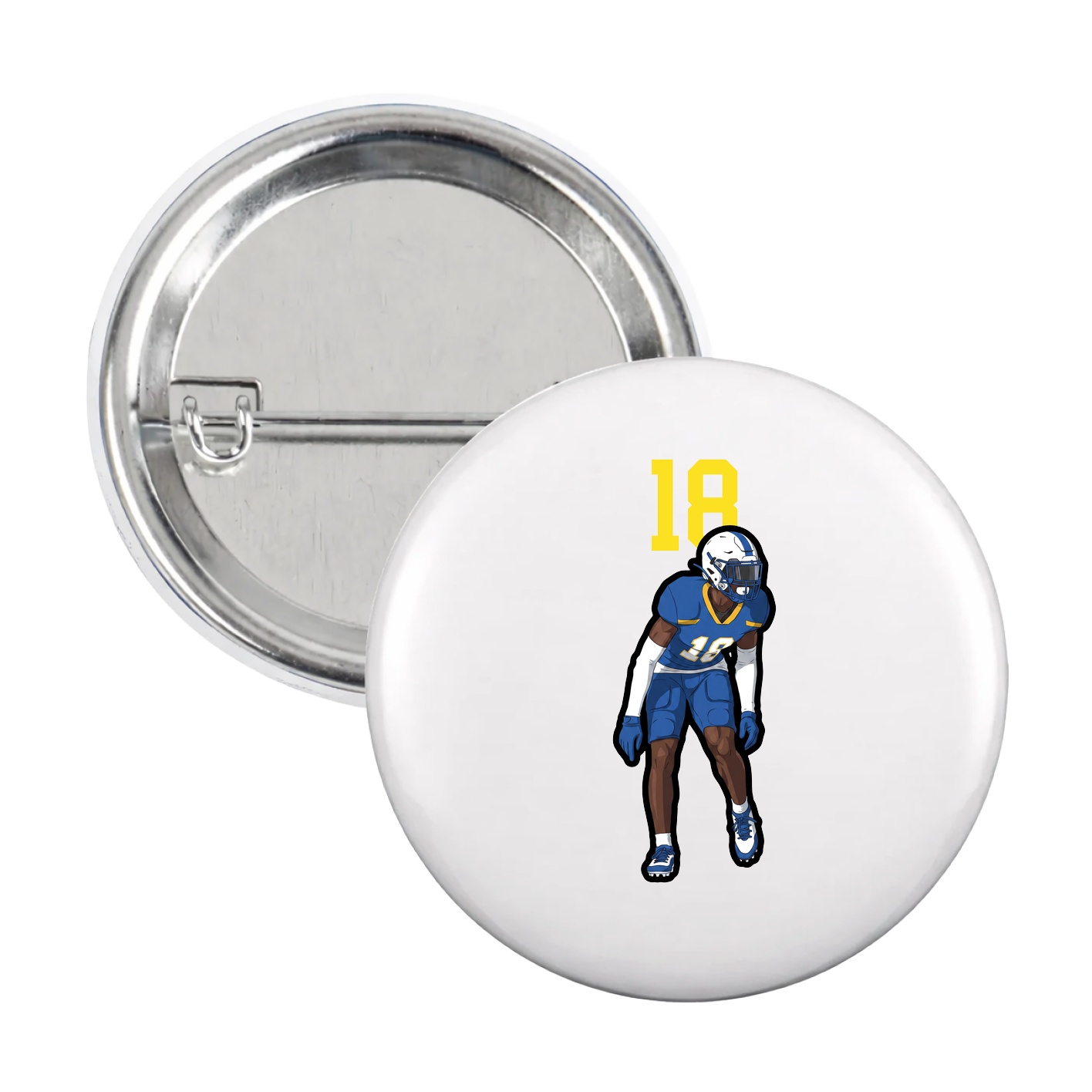 Game Day Button — Number Top in White
