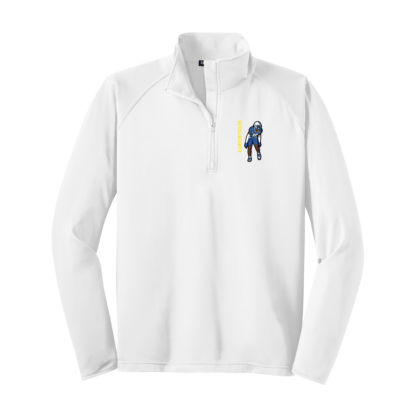 Q-Zip Pullover — Name Vertical in White
