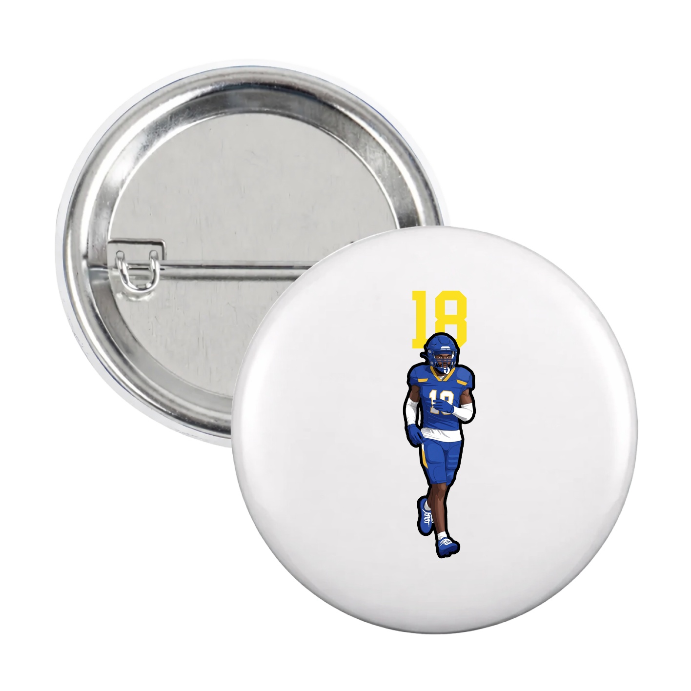 Game Day Button — Number Top in White