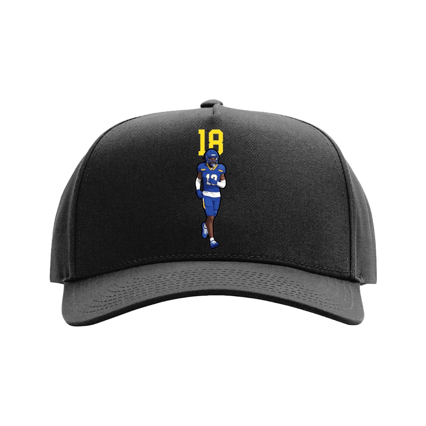 Full Fabric Five-Panel Champ Cap — Number Top in Black