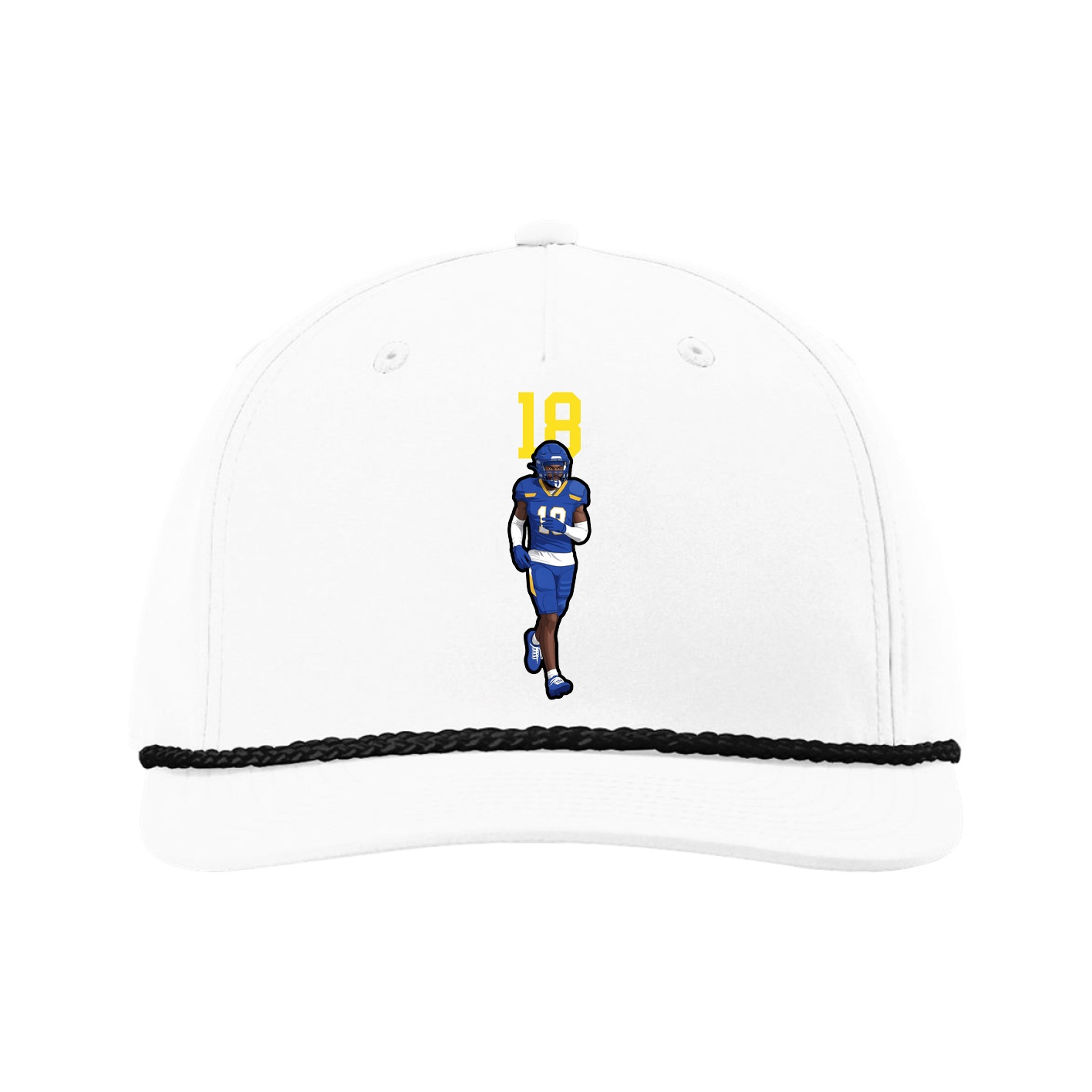 Five-Panel Classic Rope Cap — Number Top in White